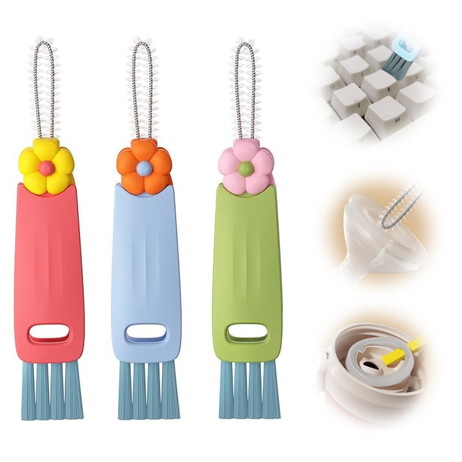 3 Stück Becherdeckel-Reinigungsbürste, 3 in 1 Cup Lid Cleaning Brush, Multifunktionale Reinigungsbürste zum Drücken, Wasserflaschenbürsten zur Reinigung, Tragbarer Becherdeckelreiniger mit Bürste Blau+grün+rot Angebot bei HelloDeals