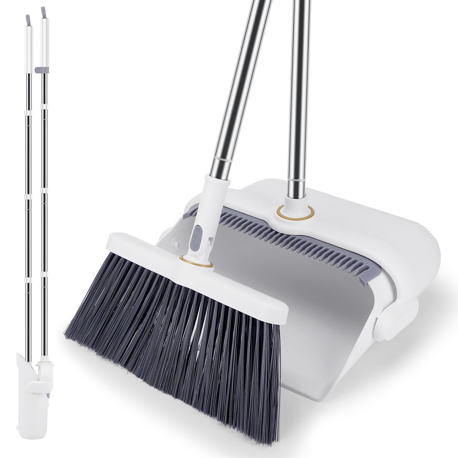 Besen und Kehrschaufel Set, Aufrechter Kehrmaschine und Kehrschaufel Combo, Abnehmbares Besen und Schaufel für die Haushaltsreinigung (A) (Weiß) Angebot bei HelloDeals