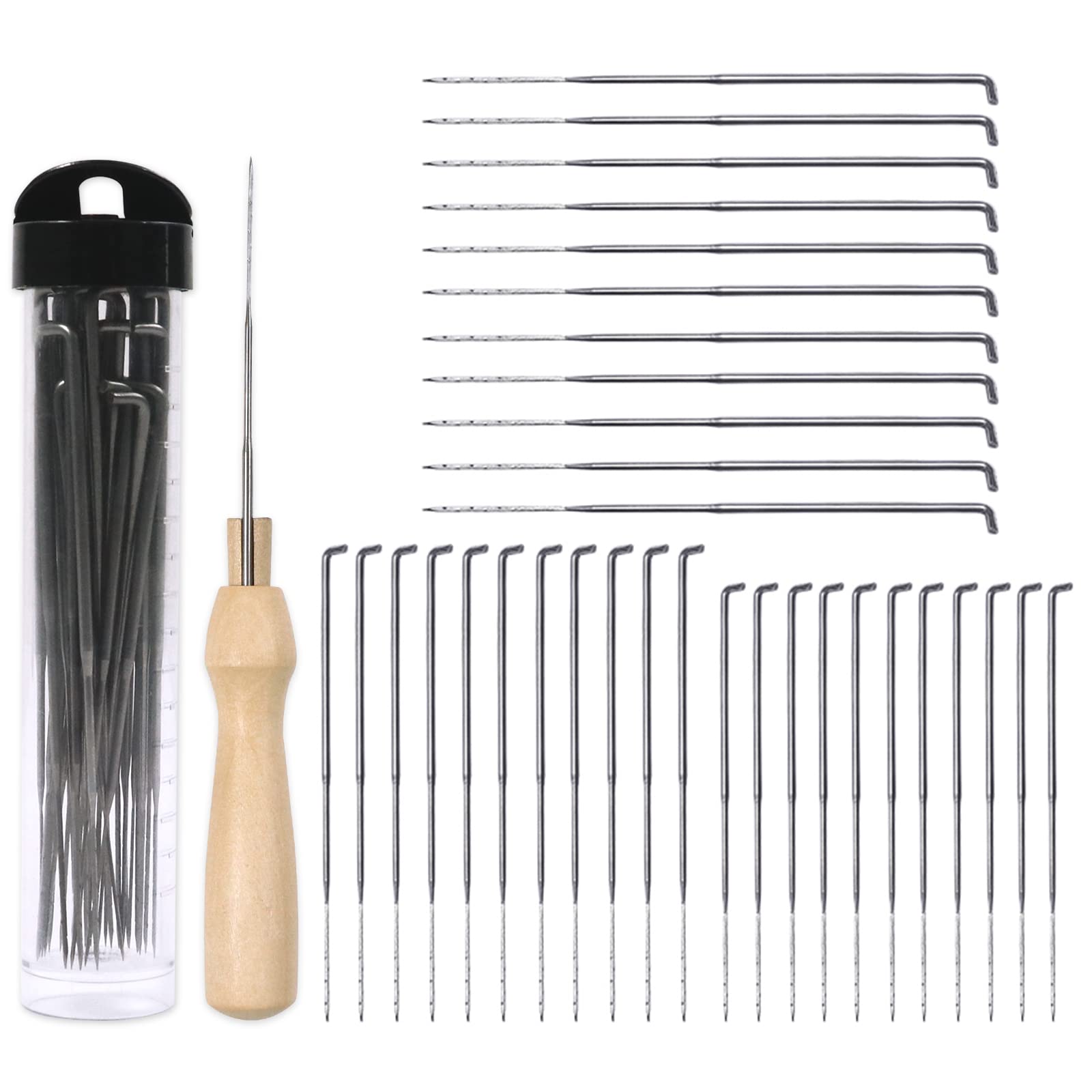 Redamancy Filznadeln Set, 35 Pcs 3 Größen Filzen Nadeln mit Filz Holzgriff Werkzeug und 1 Transparente Flasche, Filzen Starter Bausatz, Anfänger Filzstich Stanzwerkzeug Angebot bei HelloDeals