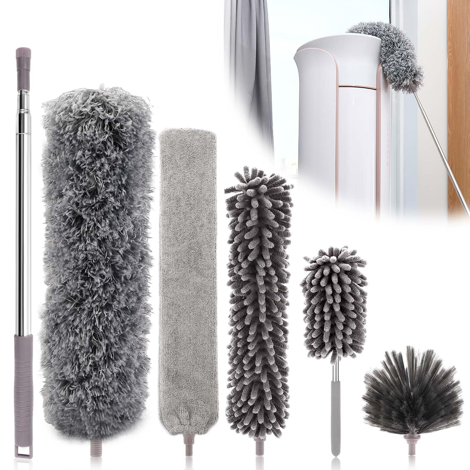 6 Stücke Staubwedel Teleskop,Mikrofaser Duster Eckbesen,mit Teleskopstange,Waschbar,ausziehbar bis 245cm,für Lücken Decken Spinnweben Angebot bei HelloDeals