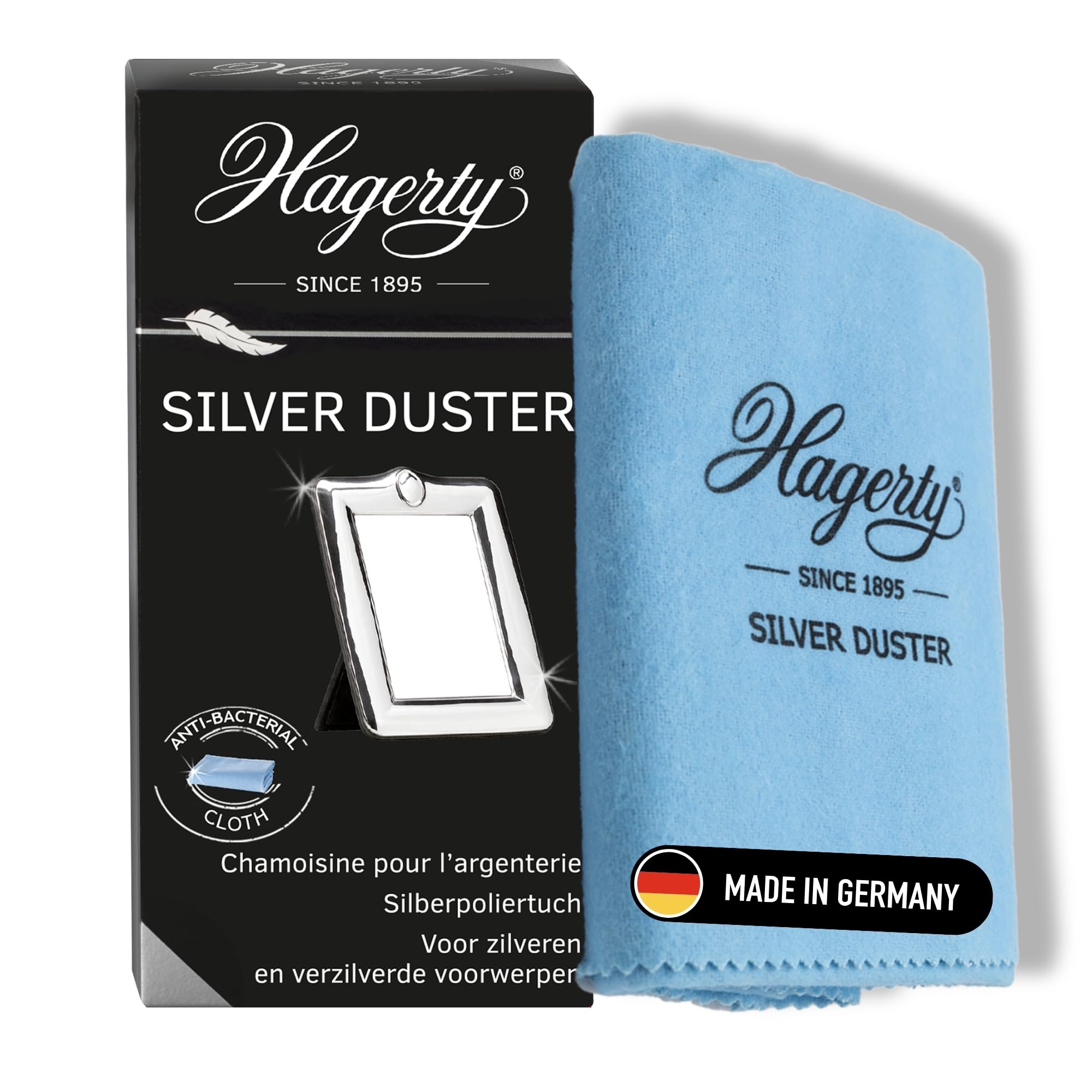Hagerty - Silver Duster Silberputztuch mit Anlaufschutz 55 x 35 cm, Imprägniertes Silber-Poliertuch aus Baumwolle , Effizientes Reinigungstuch Angebot bei HelloDeals
