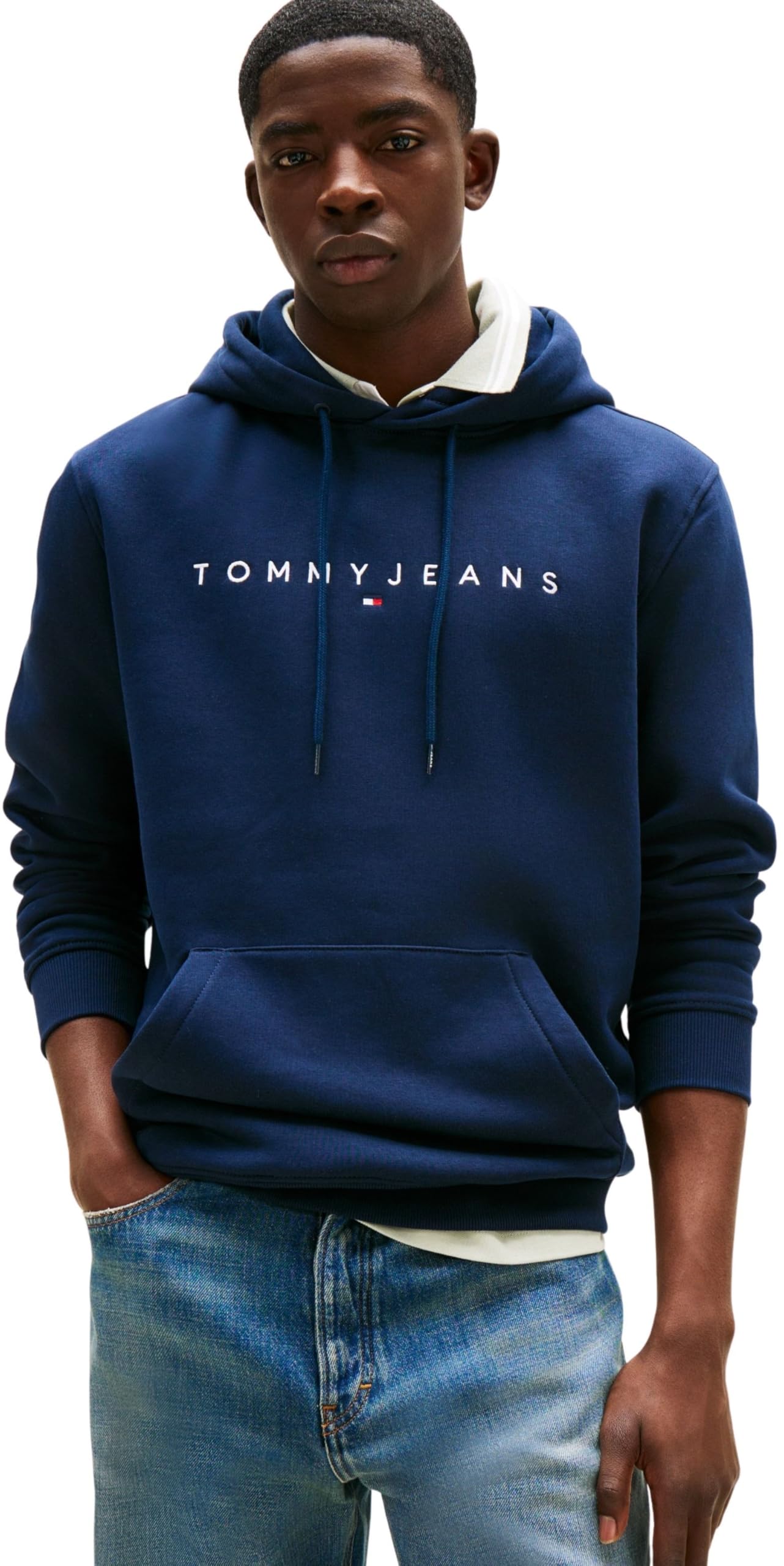 Tommy Jeans Herren Hoodie Linear Logo mit Kapuze L Blue (Dark Night Navy) Angebot bei HelloDeals