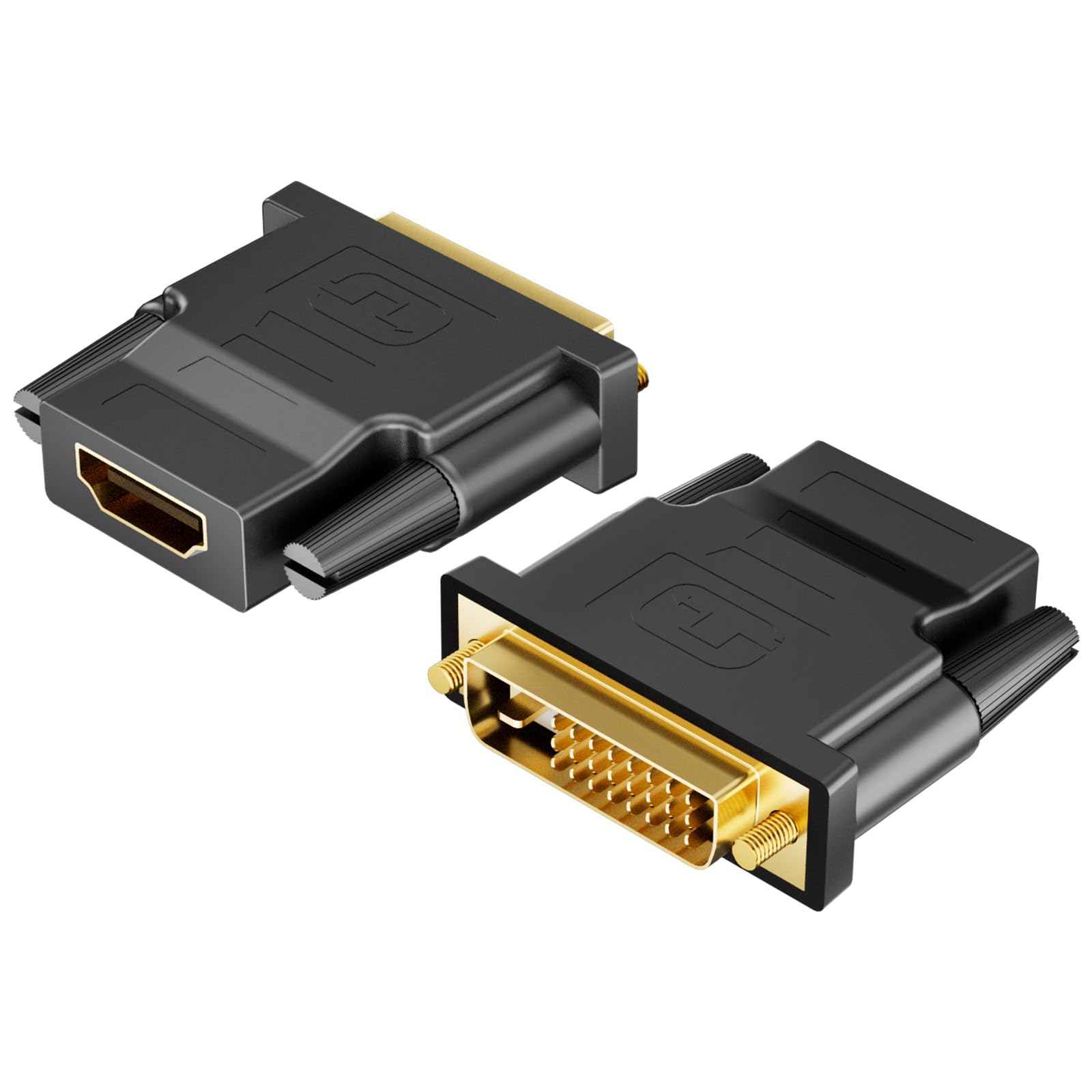 DVI auf HDMI Adapter, DVI-D Stecker zu HDMI Buchse Adapter 1920x1200 1080P, Bidirektionale Konvertierung DVI (24+1) auf HDMI-Konverter für PC, Monitor, Laptop, Fernseher, Projektor, 2 Stück Angebot bei HelloDeals