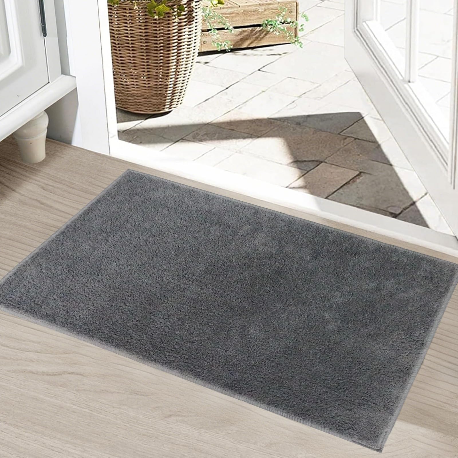 Fußmatte 40x60 cm Dunkelgrau – Schmutzfangmatte Waschbar rutschfest mit TPE Rückseite – Türmatte Eingang Innen – Fußabtreter für Haustür, Flur, Küche – Ideal für Haustiere & Kinder Dunkelgrau 40 x 60 cm Angebot bei HelloDeals