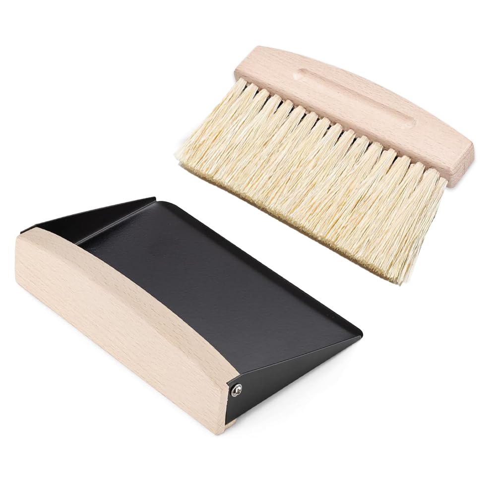 Tischbesen Besen und Kehrschaufel Set, Mini Besen Tischfeger, Tischbesen und Schaufel Tischbürste Krümelbürste Kehrbesen Mehlbesen Tischkehrer für Küche Wohnzimmer Holzfarbe Angebot bei HelloDeals