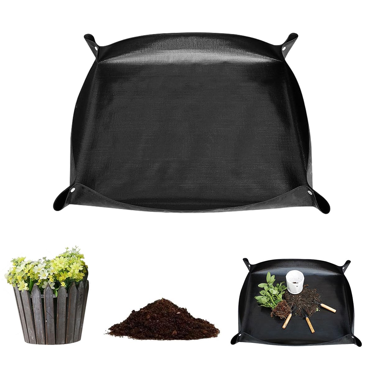 Pflanzmatte 100x100 cm,Wasserdichte Pflanzenmatte Gartenmatte,Pflanzunterlage Faltbar,Pflanzen Umtopfmatte Groß,Gartenpflanzmatte Schwarz Umpflanzmatte für Umtopf,Sämling,Bodenwechsel,Beschneiden Angebot bei HelloDeals