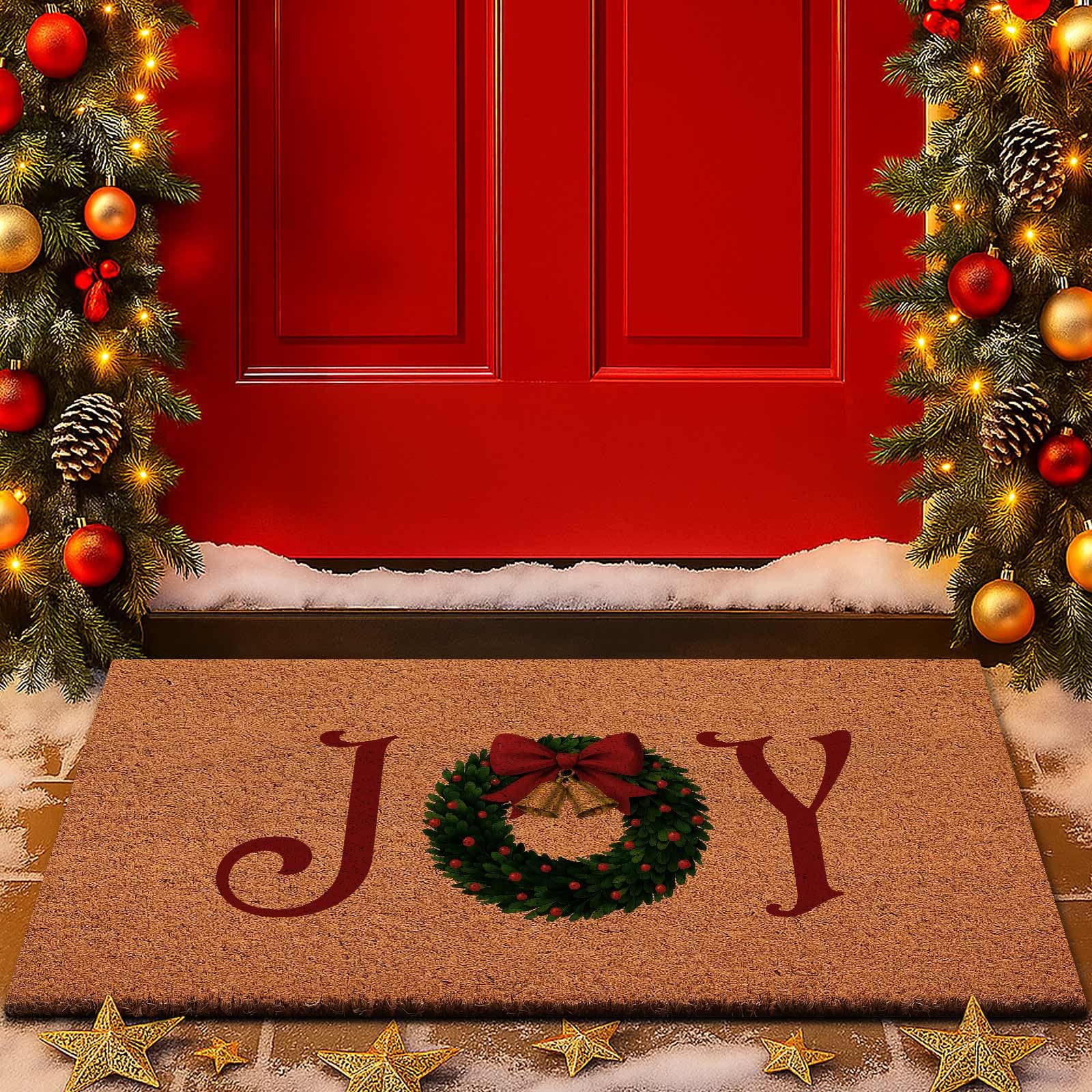 Lanpn Weihnachten Fußmatte Kokosmatte, Winter Joy rutschfeste für Terrasse Eingang Türmatte Badezimmer Matte für Innen Außen Bodenmatte Badezimmer Wohnzimmer Christmas Dekor 42x75cm (Braun) Braun – Weihnachtskugel 42 x 75 cm (Rechteckig) Angebot bei HelloDeals