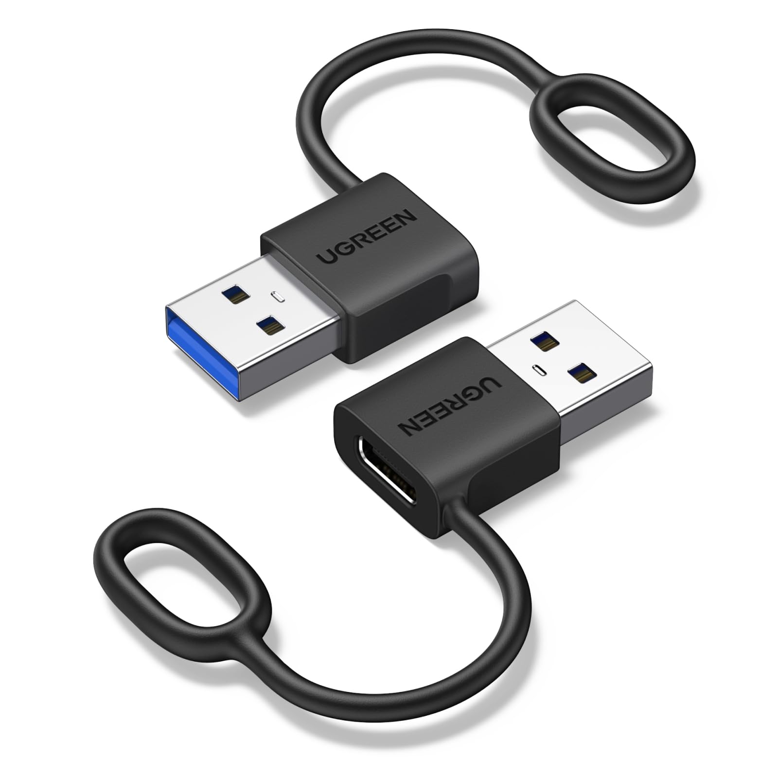 UGREEN USB auf USB C Adapter (2 Stück) 10Gbps Adapter mit einem Anti-Verlust-Silikonring für iPhone 17/16/15 Serie iPad Galaxy S24/S23 Serie Laptops Carplay usw Angebot bei HelloDeals