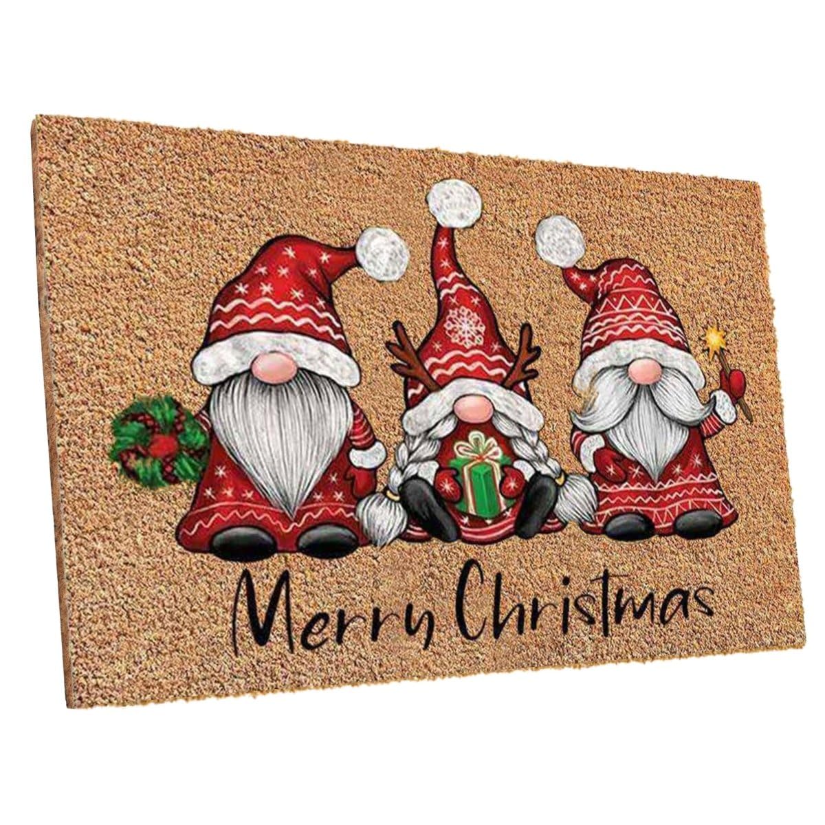 Entrando Fussmatte aus Kokos 40x60 cm - 20 Stillvolle Motiven - für außen, robust, rutschfest - ideal für überdachte Haustür (Merry Christmas) Weihnachtszwergen 40 x 60 cm Angebot bei HelloDeals