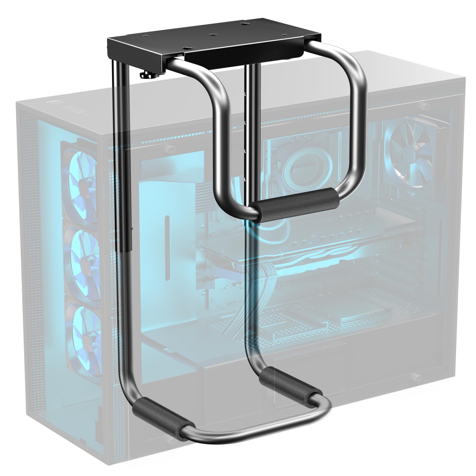Verstellbare PC-Halterung unter schreibtisch für meisten Computergehäuse,Heavy Duty Computergehäuse-Halterung mit Schutzpolster,Hervorragende Luftzirkulation Maximale Tragfähigkeit 30 kg-Schwarz Angebot bei HelloDeals