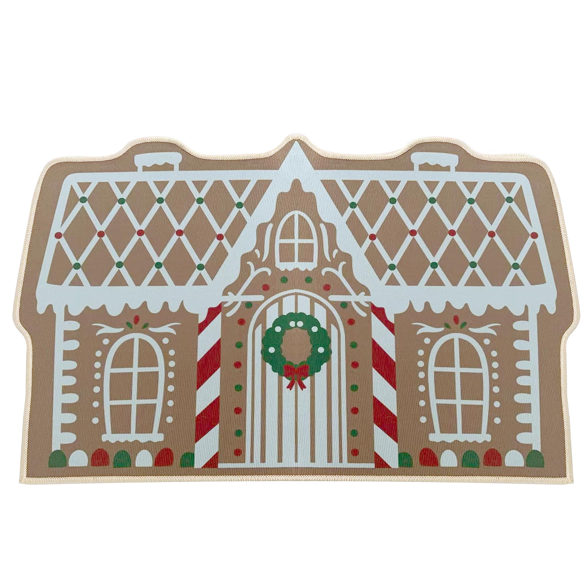 Weihnachten Fußmatte Lebkuchenhaus 50×80 cm – rutschfeste Türmatte für Außen & Innen, festliche Willkommensmatte für Haustür & Eingangsbereich, Weihnachtsdeko sorgt für warme Atmosphäre im Winter Angebot bei HelloDeals