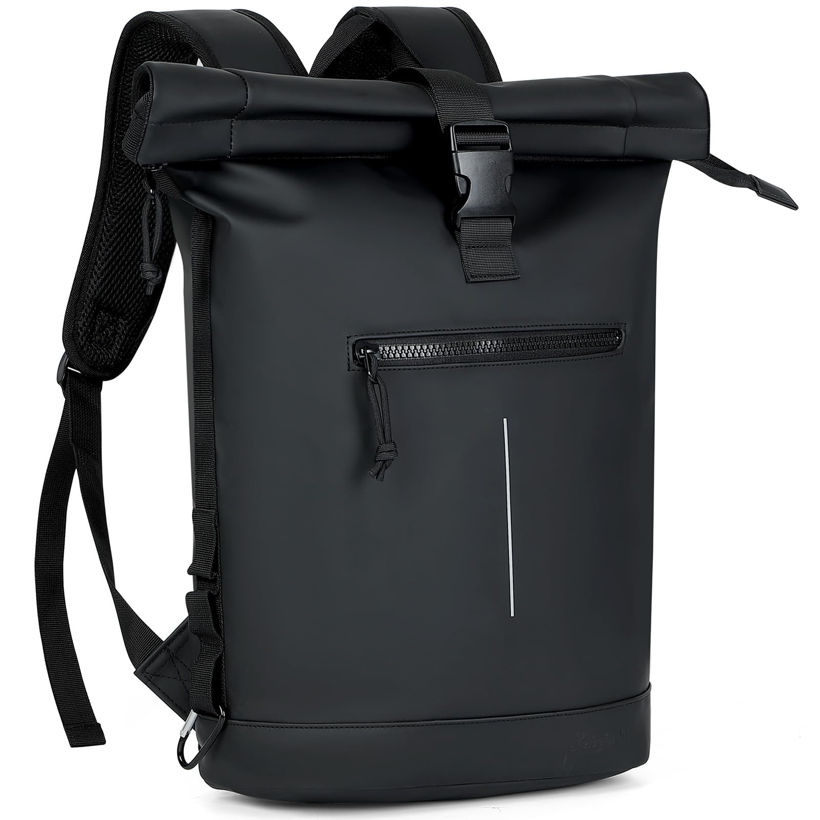 Rolltop Rucksack Wasserdicht für Damen & Herren, Großer Laptop Rucksack mit Computerfach für 17 Zoll Laptop, Elegant Reiserucksack Daypack für Reisen, Radfahren, Uni Schule--Schwarz L 1.schwarz Angebot bei HelloDeals