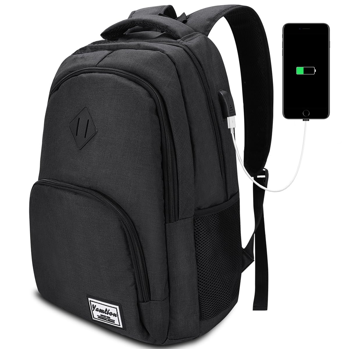 YAMTION Rucksack Herren und Damen,Schultasche Schulranze Schulrucksack Jungen Teenager Laptop Rucksack für Uni Schule Arbeit Studium 15.6" Schwarz Angebot bei HelloDeals
