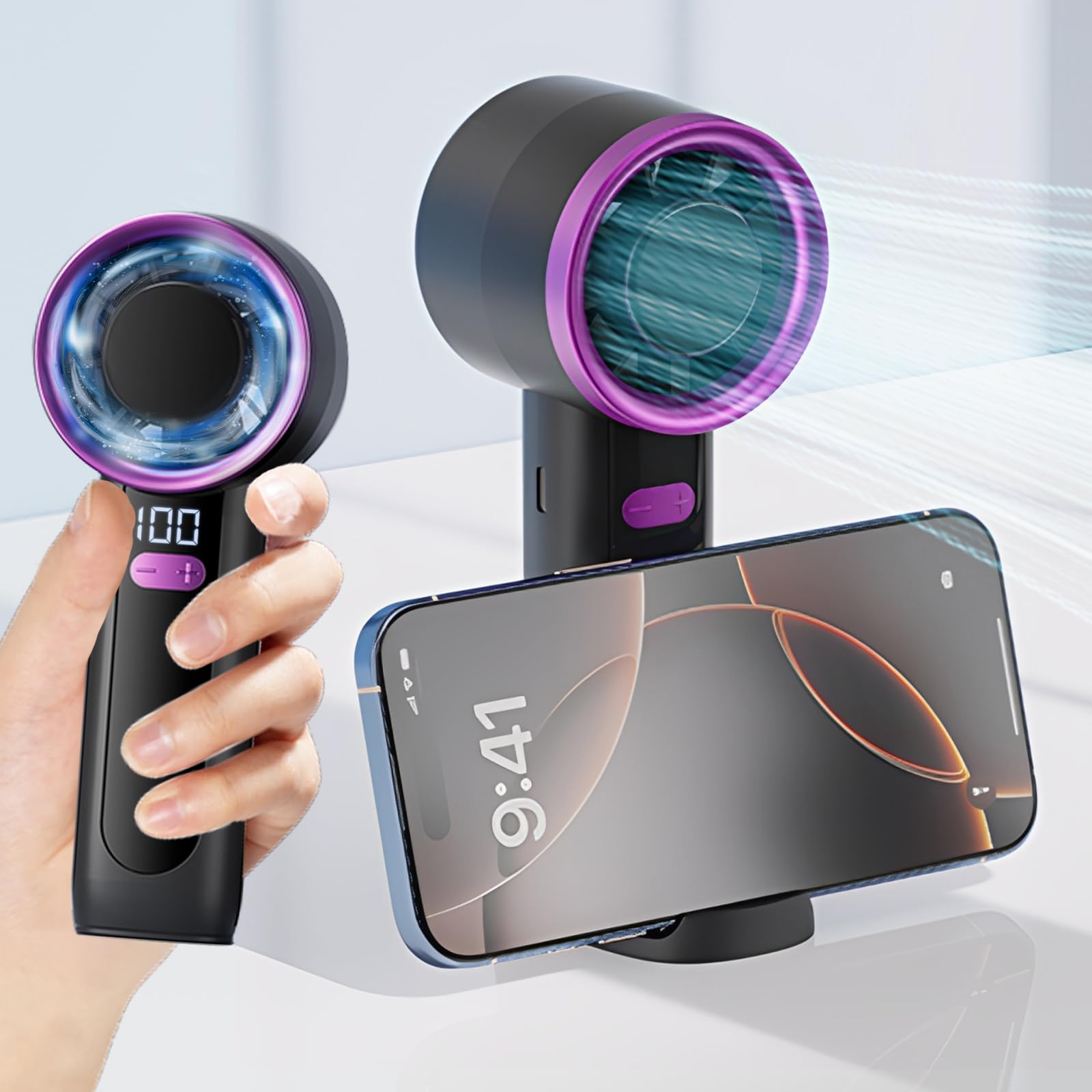 Mini Tragbarer Ventilator, USB-aufladbarer Handventilator, 3-Stufen-Personenventilator mit Tischständer und LED-Anzeige, leichter Taschenventilator für Reisen, Büro, Schlafzimmer, Küche, Camping Angebot bei HelloDeals