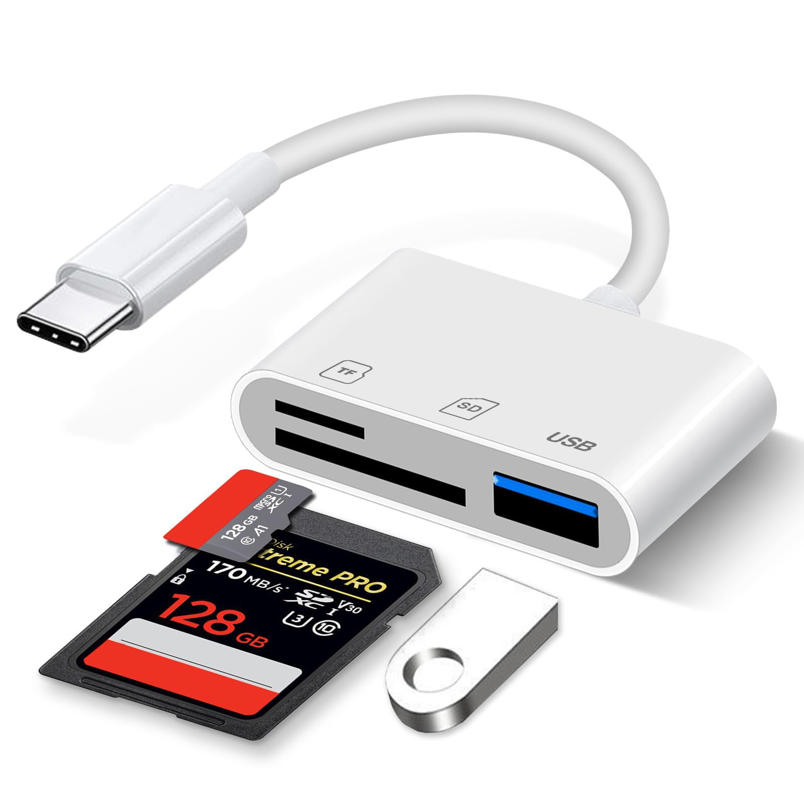USB C Kartenleser, SD Kartenleser USB C für Micro SD/SD Speicherkarten, Typ C Kartenlesegerät U-S-B Speicherkartenleser Adapter USB c SD Card Reader für i-Phone 15/16/iPad/Android/Window WF-USB-C-SD-TF-USB Angebot bei HelloDeals