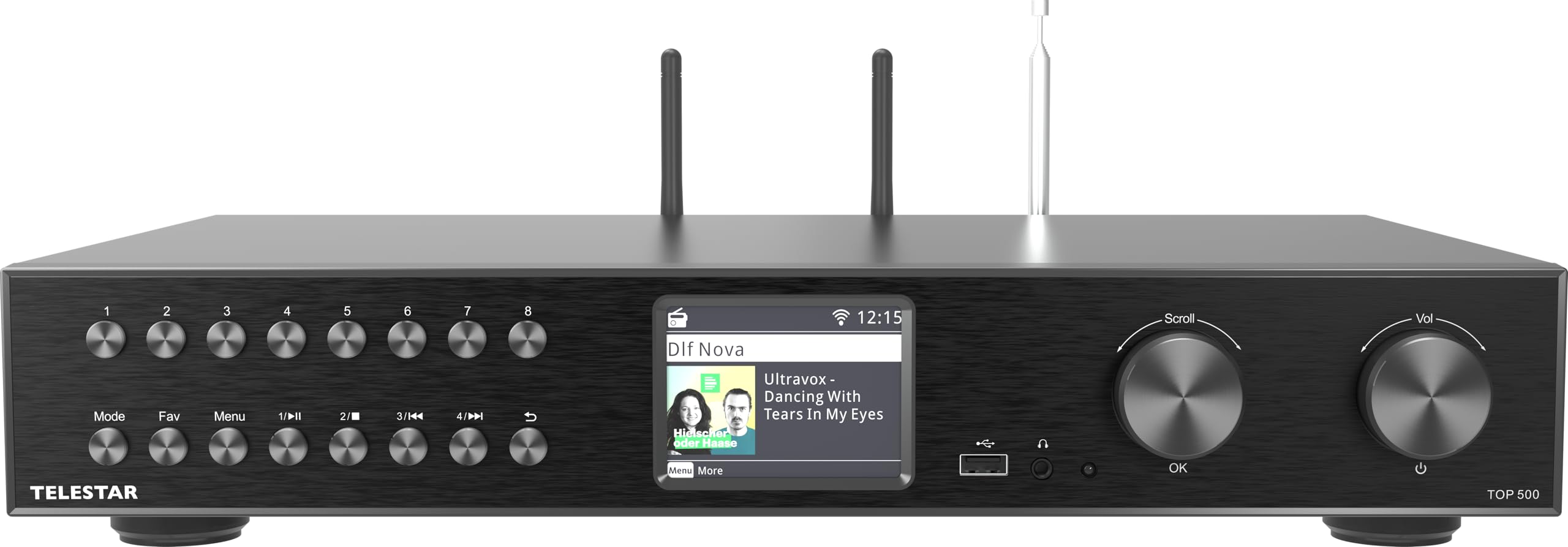 TELESTAR TOP 500 – HiFi-Tuner (43 cm Breite, Internetradio/DAB+, Bluetooth Sende-/Empfangsfunktion, USB-Aufnahme, Streamingdienste) – Schwarz ohne Verstärker Angebot bei HelloDeals