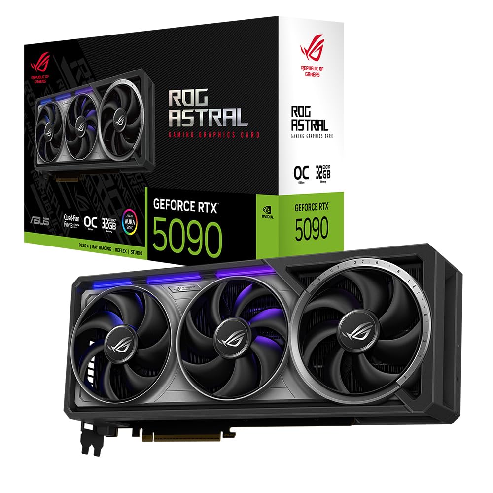 ASUS ROG Astral GeForce RTX 5090 32GB GDDR7 OC Edition Gaming Grafikkarte (Nvidia GeForce RTX5090, Vier Lüfter, 3.8-Slot-Design, PCIe 5.0, 2X HDMI 2.1b, 3X DisplayPort 2.1a) Angebot bei HelloDeals