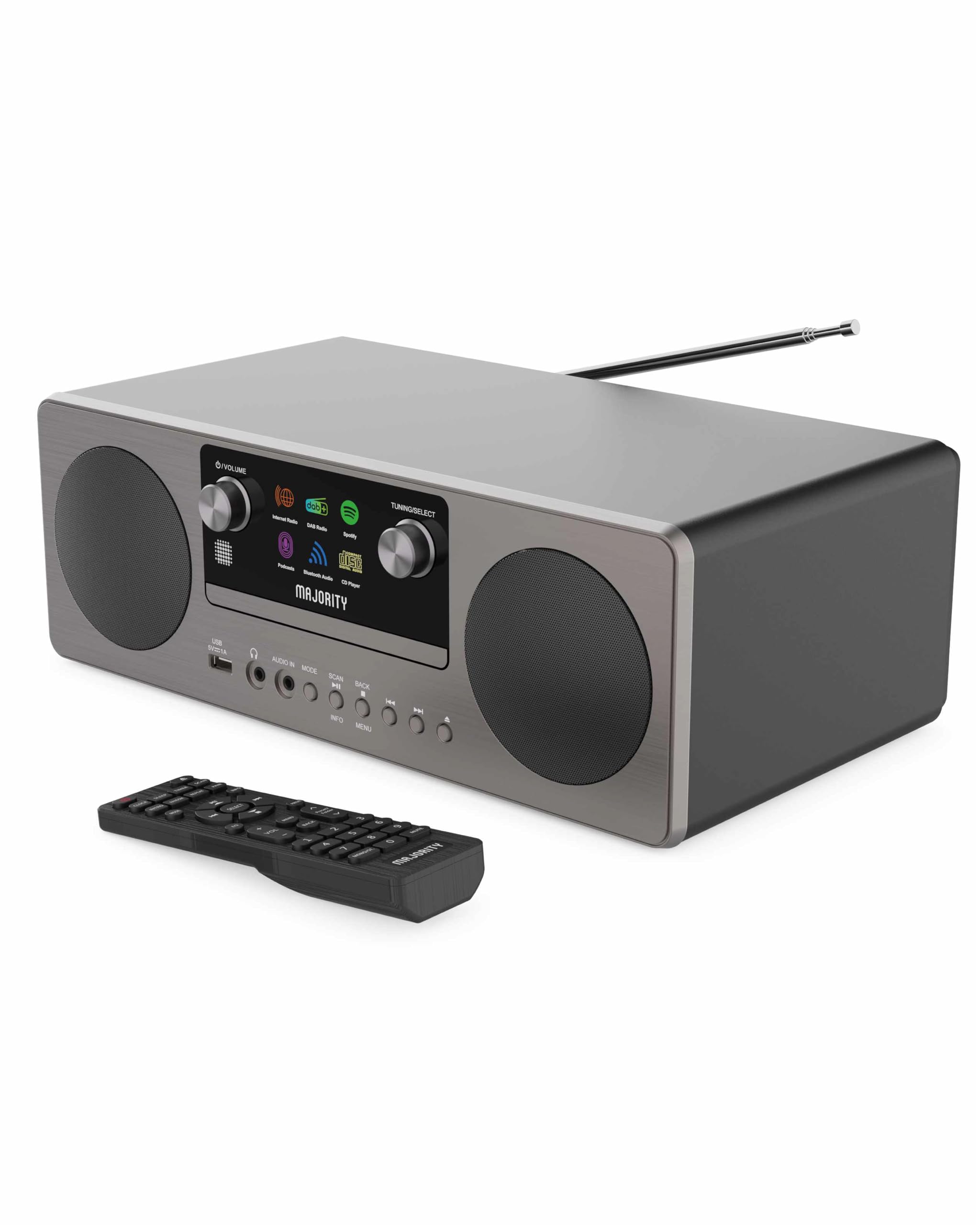 MAJORITY Humboldt Internetradio | Stereoanlage mit DAB+ Radio | Bluetooth WLAN Radio mit CD Player | Digitalradio mit Spotify Connect & Podcasts | UKW Radio Kompaktanlage | Inklusive Fernbedienung Angebot bei HelloDeals