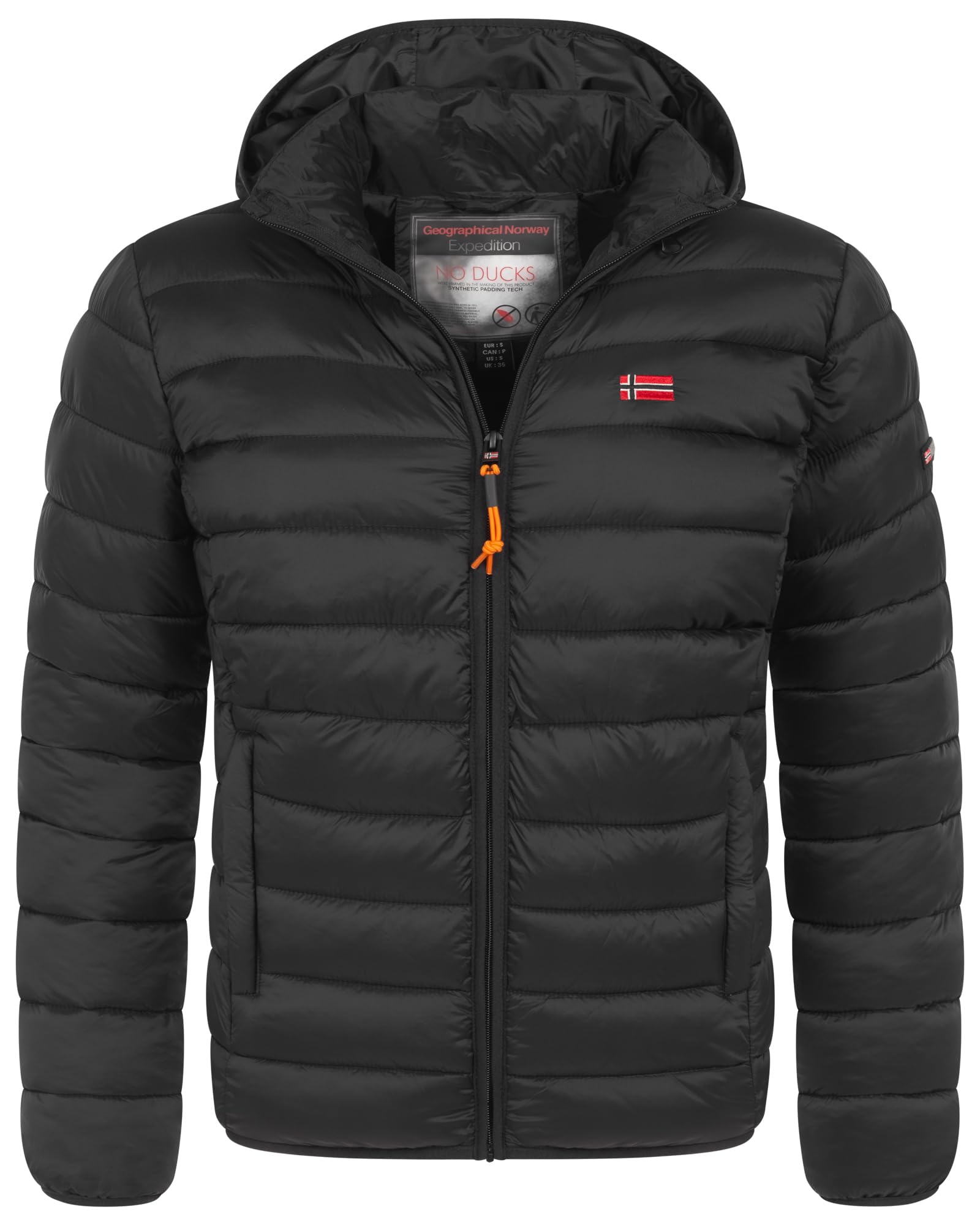 Geographical Norway Herren Herbst Winter Jacke warm gefüttert Steppjacke Outdoor Leicht Kapuzenjacke Winterjacke L Schwarz Angebot bei HelloDeals