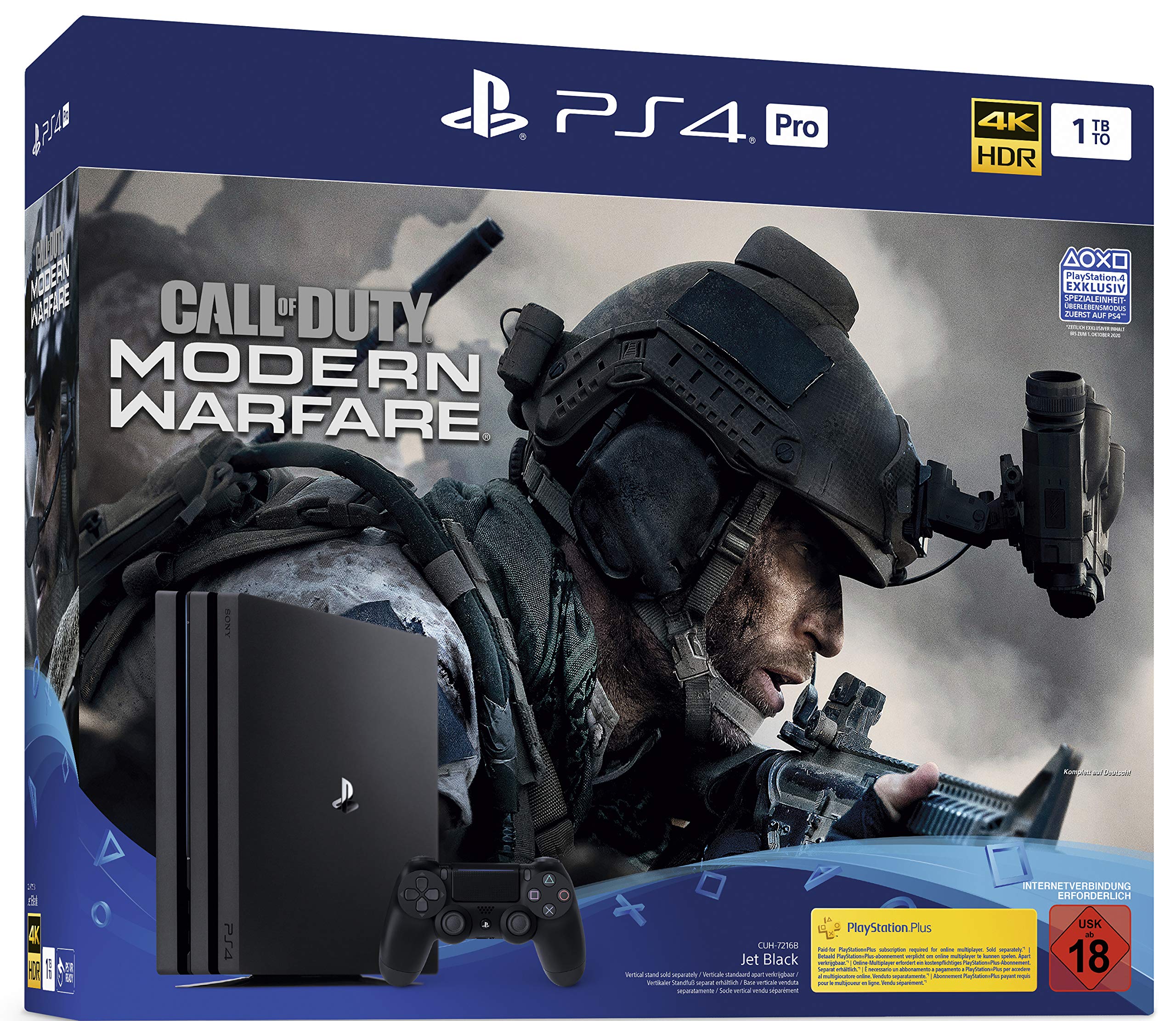 PlayStation 4 Pro - Konsole inkl. Call of Duty - Modern Warfare (1TB, schwarz, Pro) Angebot bei HelloDeals