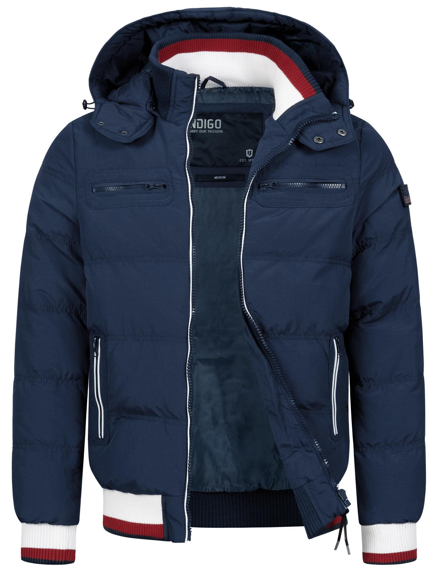 Indicode Herren Marlon Steppjacke in Daunenjacken-Optik | Winterjacke Übergangsjacke L Navy Mix Angebot bei HelloDeals