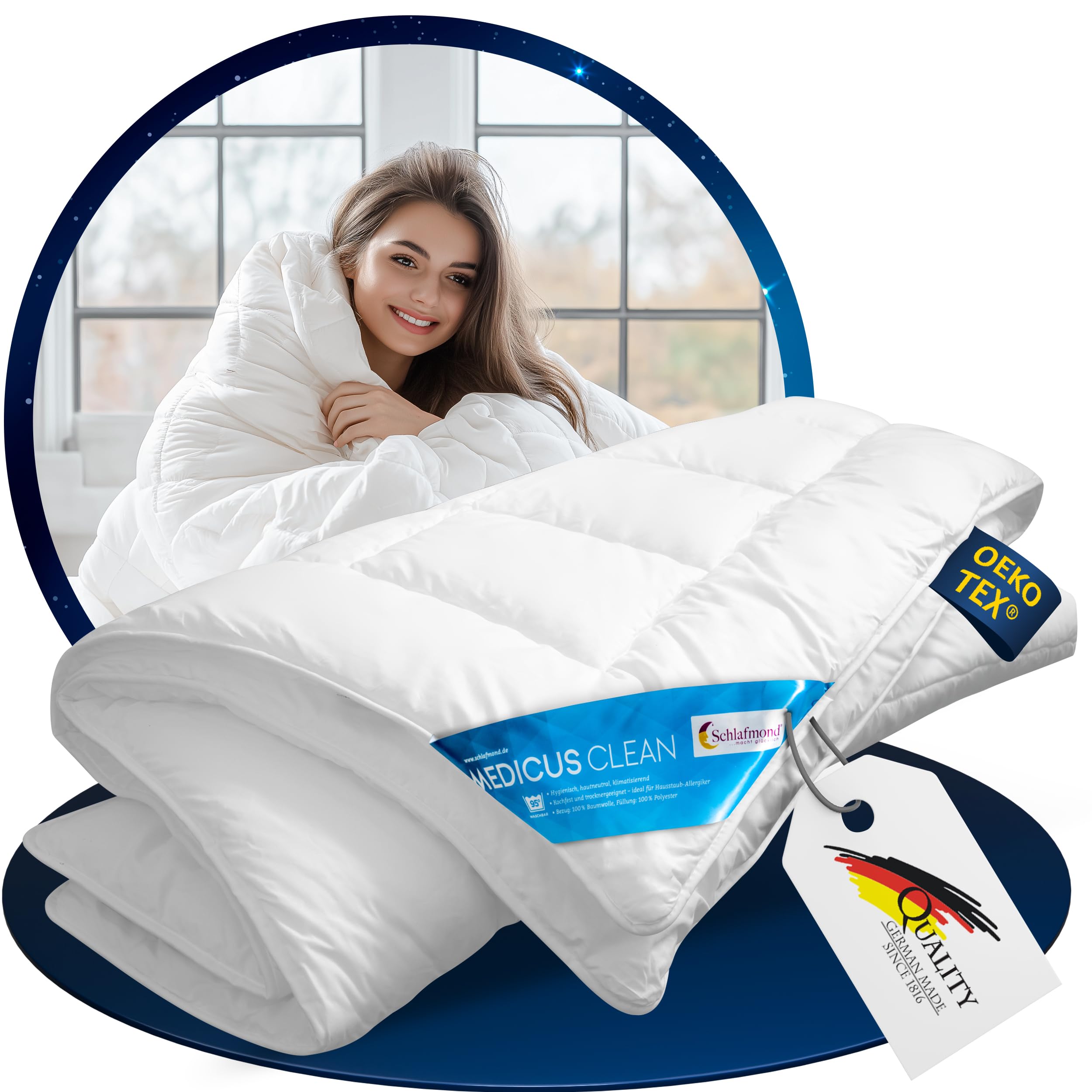 Schlafmond Medicus Clean Allergiker Winterdecke 135x200 cm - Winter Bettdecke 135x200 für weichen Schlafkomfort - Decke 135x200 - Made in Germany Winterdecke 135 x 200 cm Angebot bei HelloDeals