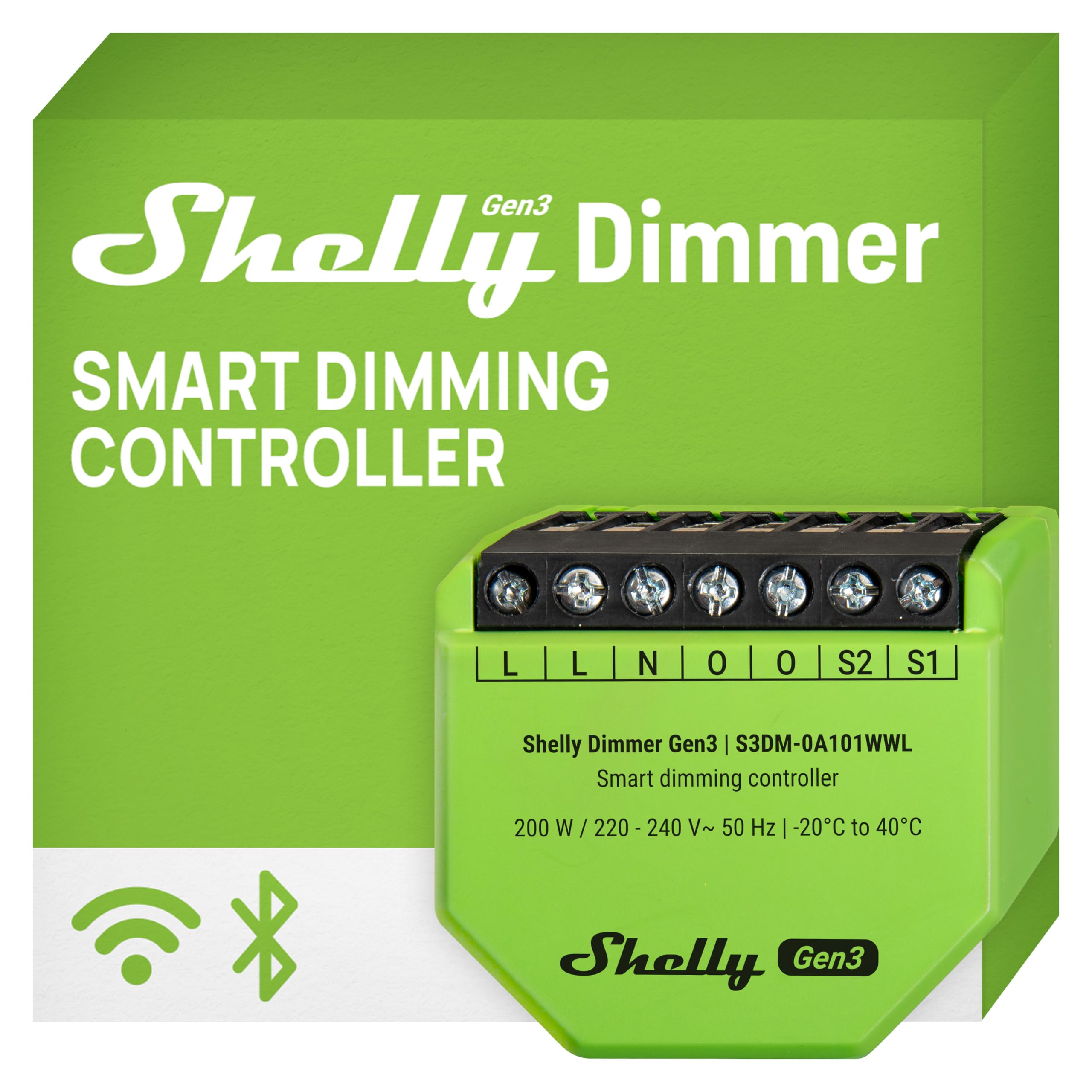 Shelly Dimmer Gen3, WLAN Smart Dimmer, Hausautomation, Dimmbare Lichter, LED-Streifen, Kein Neutralleiter Еrforderlich, Smarte Zeitpläne, Kein Hub Еrforderlich, iOS & Android, Alexa & Google Dimmer Gen3 - 240V Angebot bei HelloDeals