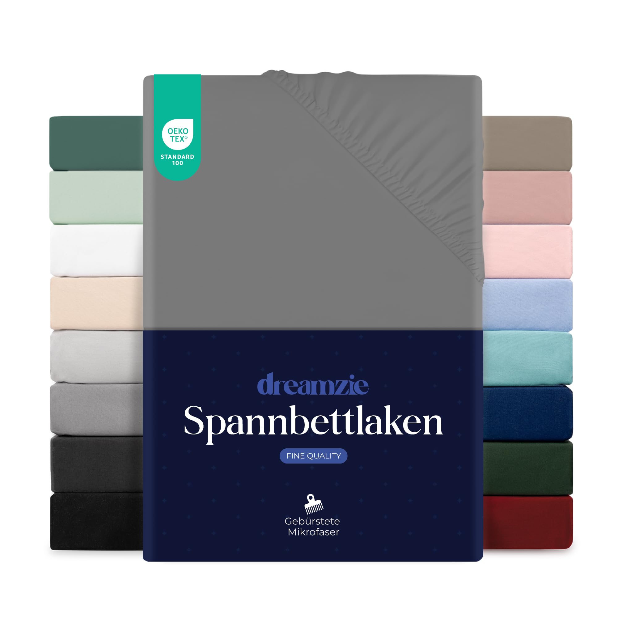 Dreamzie - Spannbettlaken 180x200cm | Mikrofaser Weich – Für Dicke Matratzen – Oeko-Tex | Komfort, Atmungsaktivität, Pflegeleicht – Anthrazit 180 x 200 cm Anthrazit Angebot bei HelloDeals