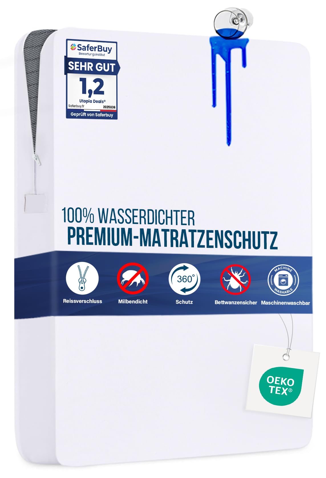 Utopia Bedding Matratzenbezug 90 x 200 x 20 cm Wasserdichter mit Reißverschluss, Oeko-TEX Zertifiziert, Matratzenschoner 1 90 x 200 x 20 cm Angebot bei HelloDeals
