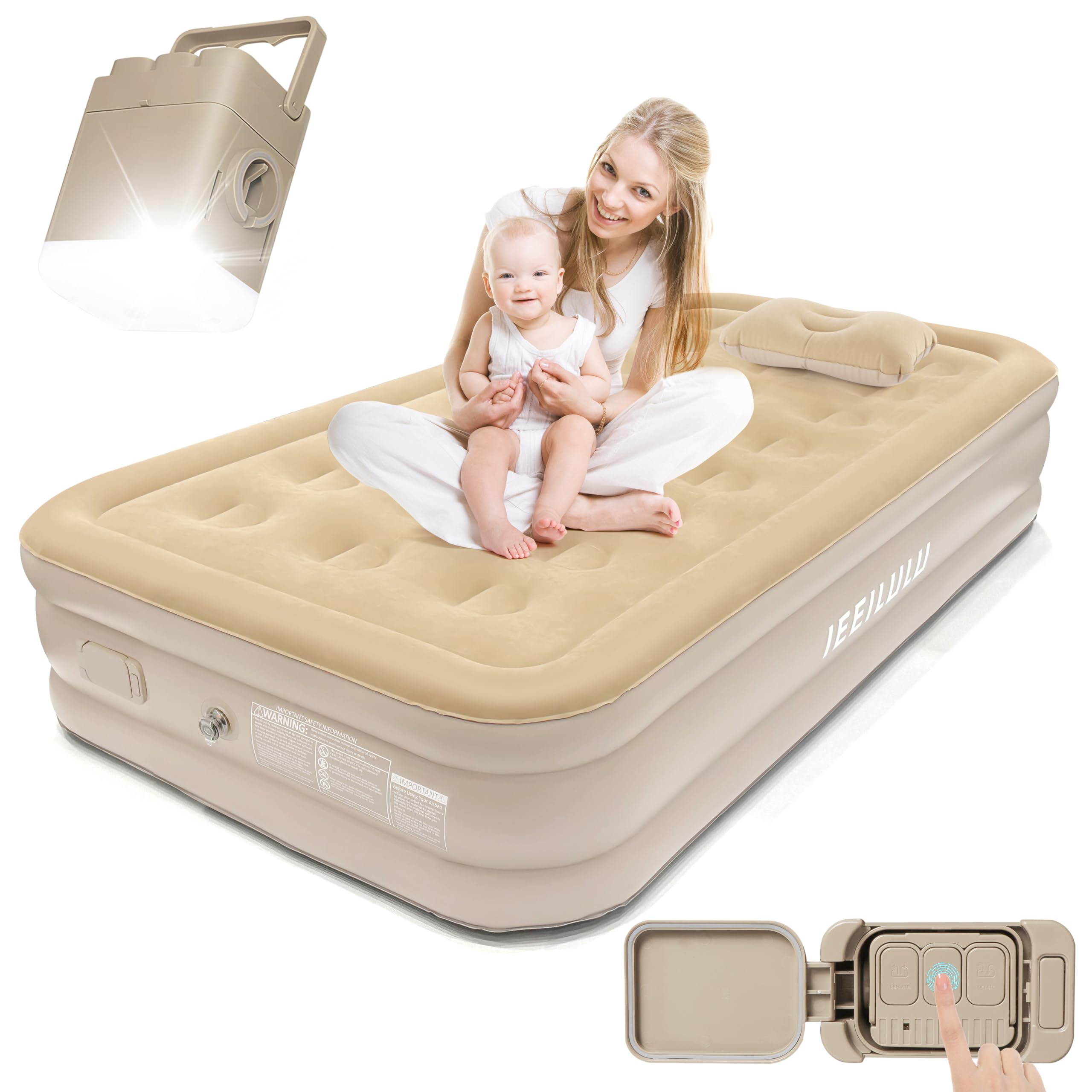 Luftmatratze Selbstaufblasend, Luftbett 1 Personen mit Pumpe und Nachtlichtfunktion, Gästebett Schnelle Inflation, Aufblasbares Bett mit Kissen für Heimgebrauch Camping,190 x 100 x 40cm Einzel (190 x 100 x 40cm) Angebot bei HelloDeals