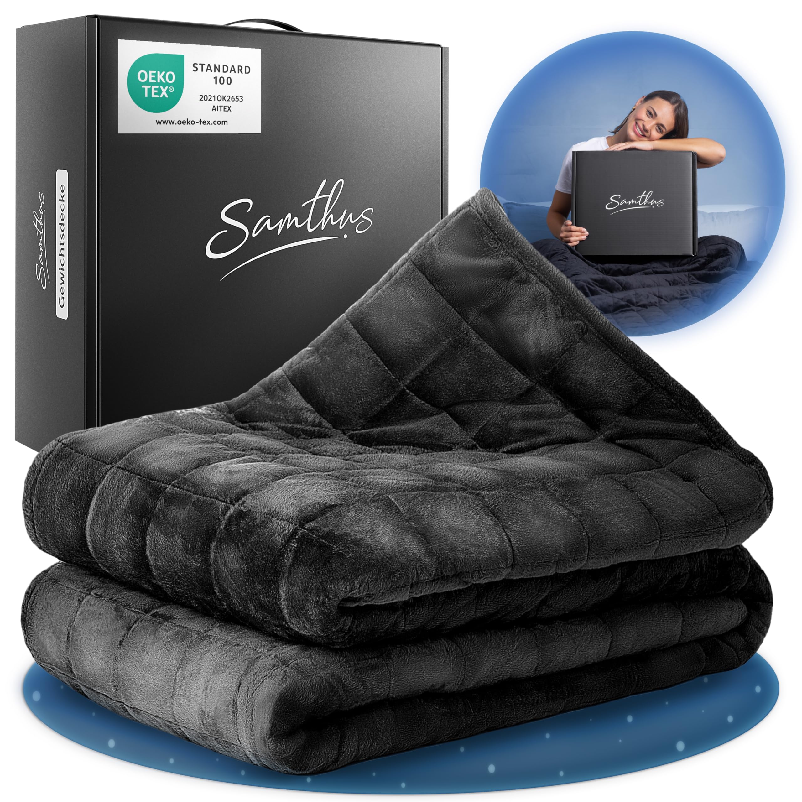 Gewichtsdecke 135x200cm 7kg Sherpa Fleece - Oeko-Tex Zertifiziert - Therapiedecke & Entspannungsdecke - Besser schlafen mit unserer schweren Bettdecke - Weighted Blanket - Schwarz Schwarz 7.0 Kilogramm Angebot bei HelloDeals