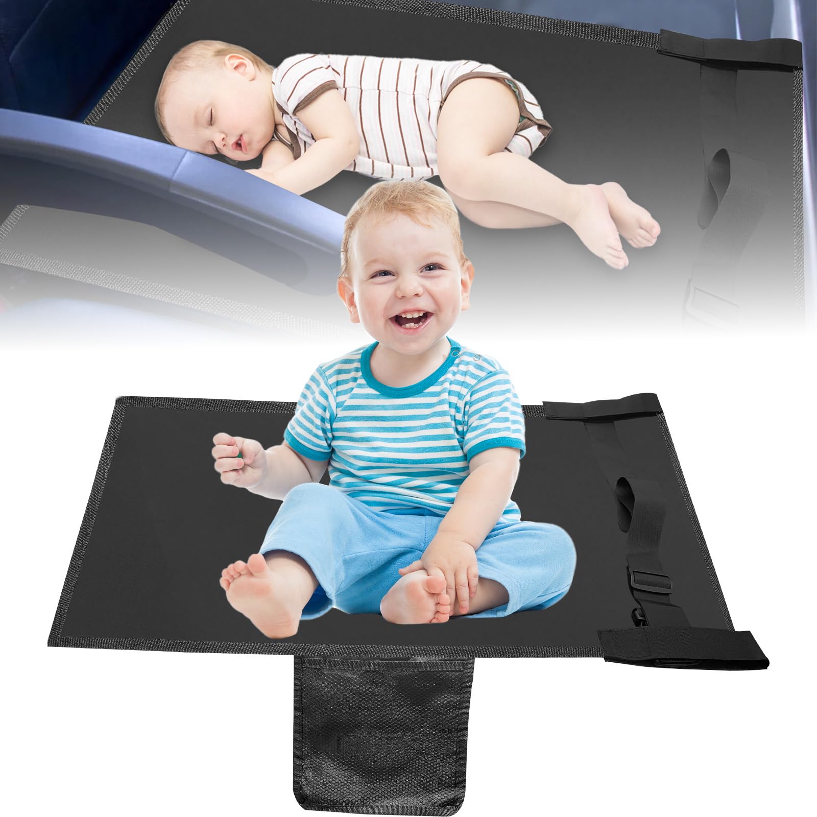 Flugzeug Sitzverlängerung Kinder,Tragbarer,Faltbar,76×42cm,Sitzverlängerung Flugzeug Kinder,Schwarz Atmungsaktiv Kinderbett Kurzstrecken für Schlafen,Auto,Flüge Angebot bei HelloDeals