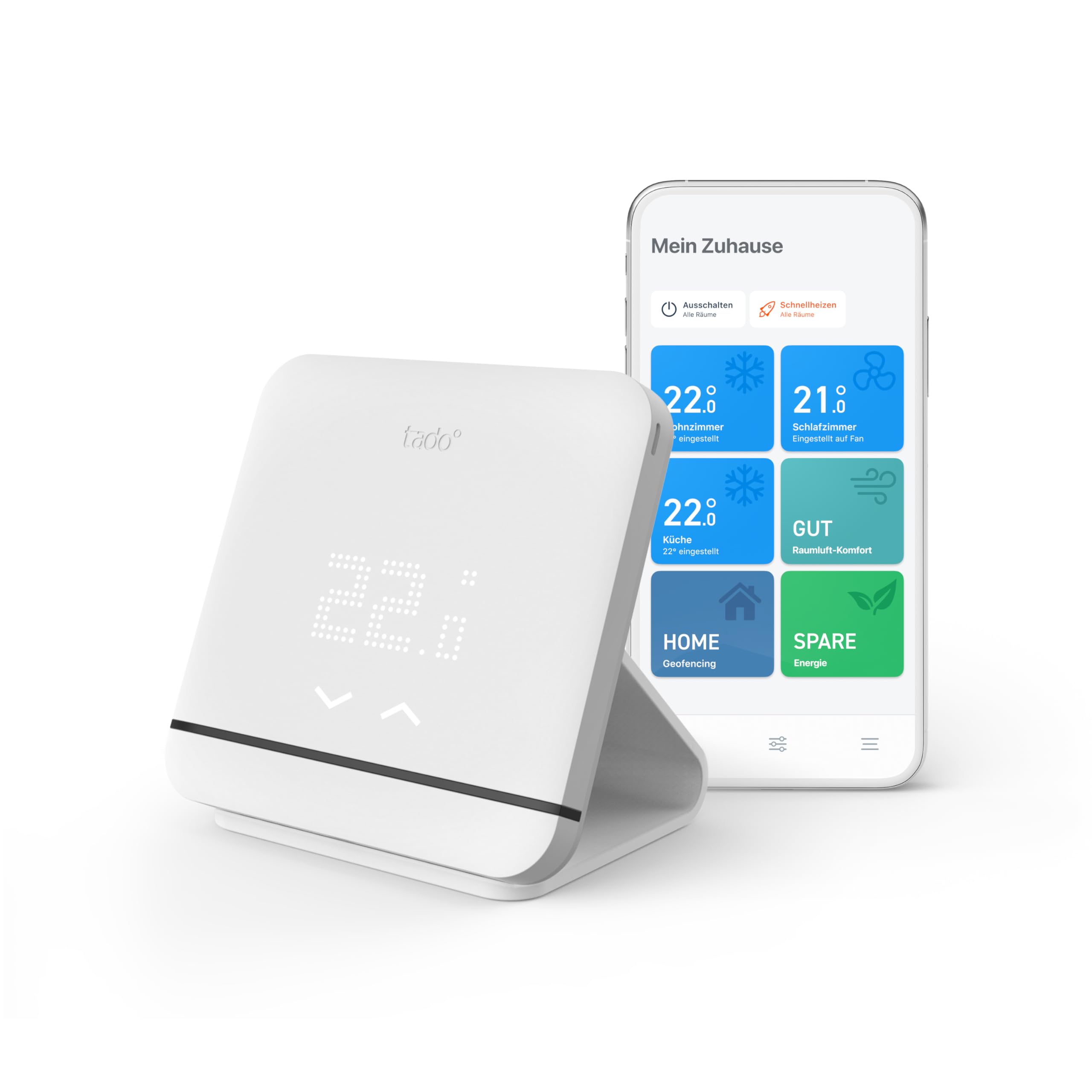 tado° smarte Klimaanlagensteuerung mit Standfuß – Klimaanlage digital steuern per App – optimales Raumklima – Energie sparen – einfache Installation – kompatibel mit Alexa, Siri & Google Assistant Kühlen Klimaanlagen-Steuerung V3+ +. Stand Angebot bei HelloDeals