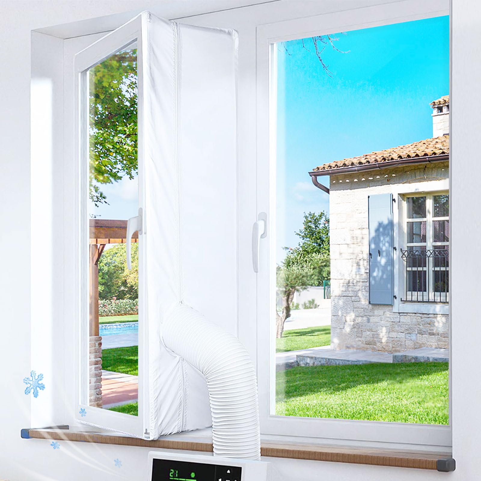 Klimaanlage Fensterabdichtung, Fensterabdichtung für Mobile Klimageräte, Wäschetrockner, Ablufttrockne,400CM(157") Hot Air Stop für Fenster,Double Zip für Dachfenster, Flügelfenster Angebot bei HelloDeals