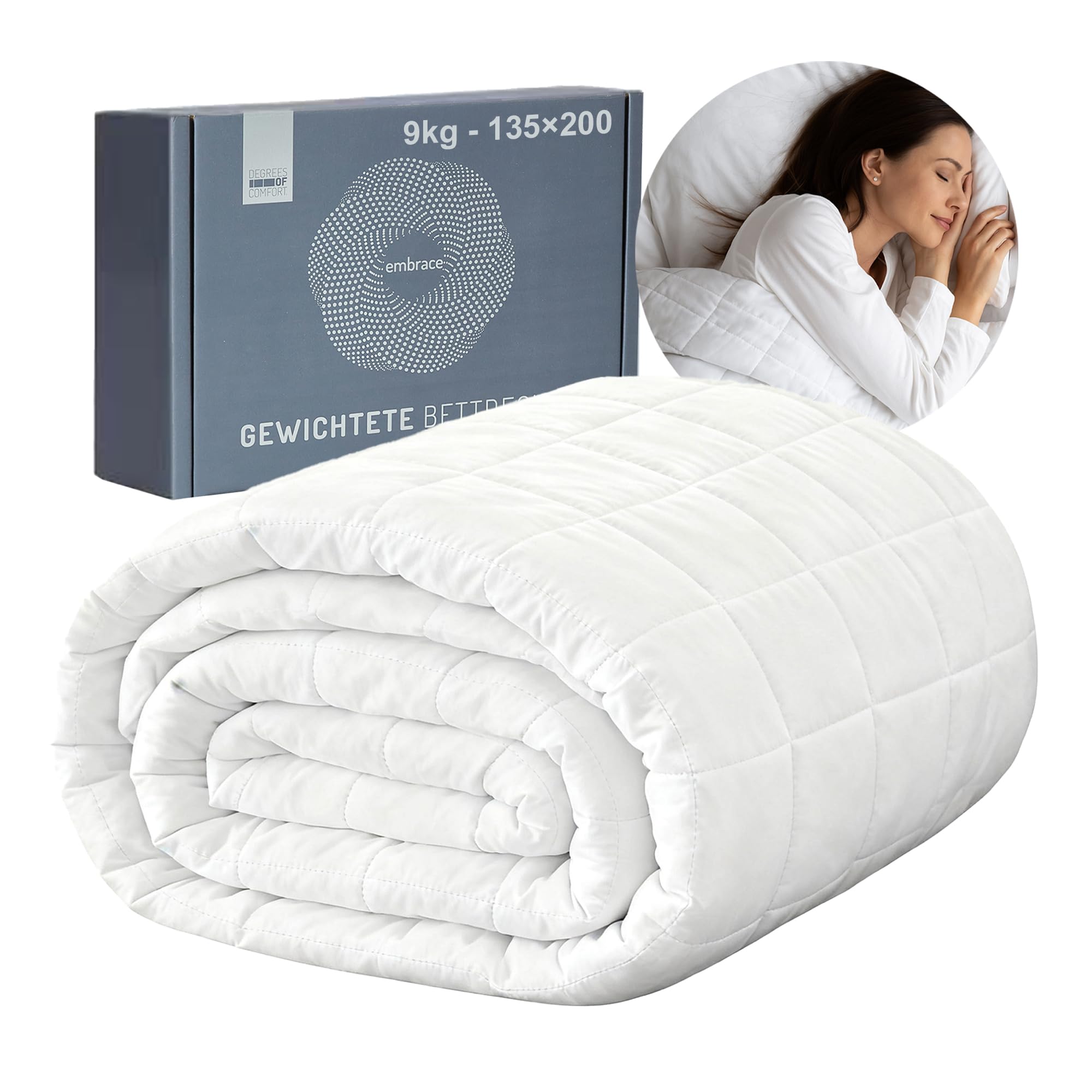 Degrees of Comfort Gewichtsdecke 135x200cm 9kg, Anti Stress Therapiedecke aus 100% Baumwolle, Schwere Decke Beschwerte Decke für Erwachsene Kann den Schlaf verbessern und Stress abbauen 135 x 200 cm 9.0 Kilogramm Angebot bei HelloDeals