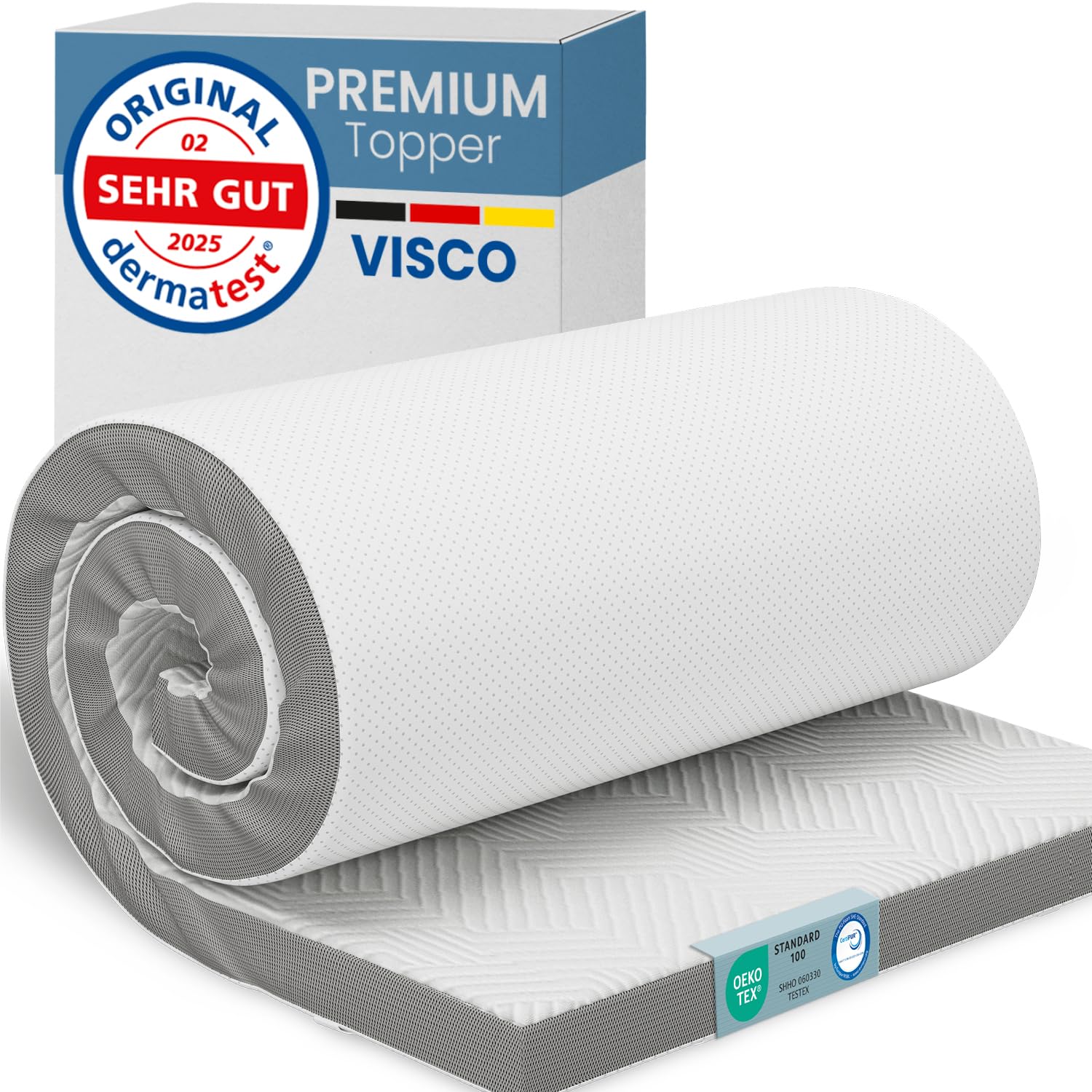 ELONEO Viscoelastischer Matratzen Topper 120x200cm, Matratzentopper mit Memory Foam Effekt, 5 cm Höhe, Matratzenauflage für Bett und Boxspringbett inkl. atmungsaktivem Mesh-Bezug und Eckschlaufen 120 x 200 cm Komforthöhe - 5 cm Angebot bei HelloDeals