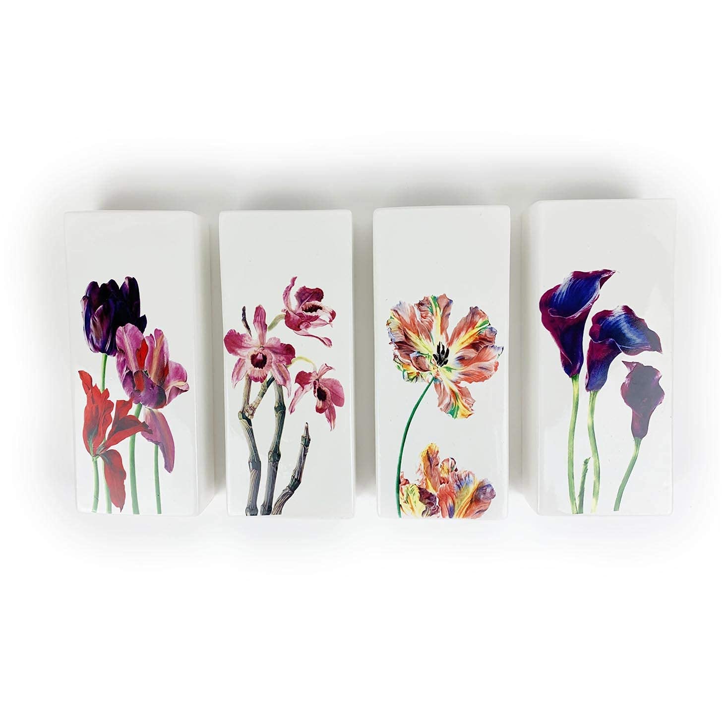 Luftbefeuchter 4-teiliges Set aus Keramik RED FLOWERS flach zur Befestigung am Heizkörper Heizung Wasserverdunster Diffuser Wandvase 330 a1678 Weiß- mit Druck Angebot bei HelloDeals