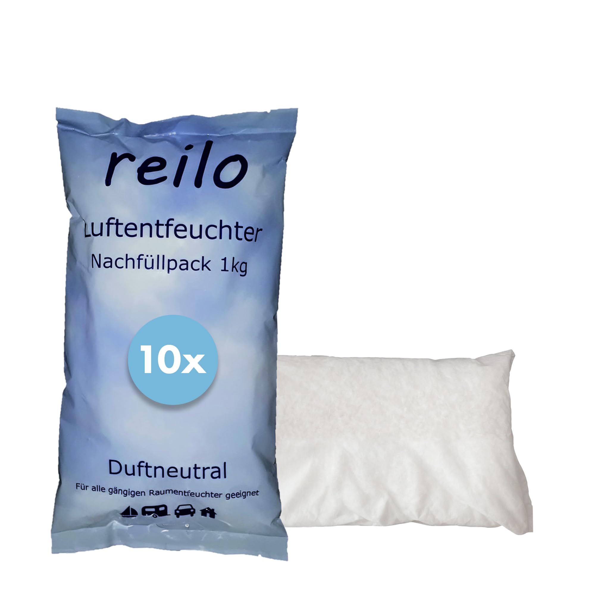 10x 1kg Luftentfeuchter Granulat (Calciumchlorid), Raumentfeuchter im Vliesbeutel, Nachfüllpacks für Luftentfeuchterboxen 900 bis 1200 g, Staffelpreis, für Auto, Schlafzimmer, Keller Angebot bei HelloDeals