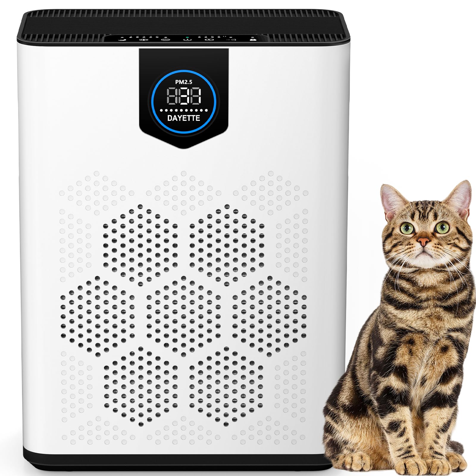 Luftreiniger für Allergiker, mit 2 × H14 HEPA Filtern & Waschbarem Vorfilter, CADR 350 m³/h, Große Räume bis 120 m², 6-stufiges Filtersystem, gegen Pollen, Tierhaare, Rauch & Raucherzimmer White 120㎡ Angebot bei HelloDeals