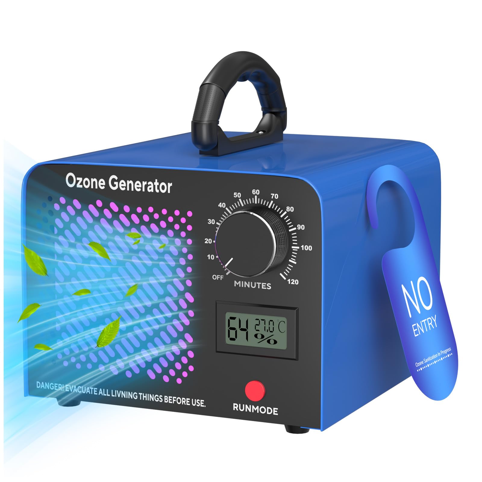 Ozongenerator 65,000mg/h, Ozonisator Industrieller Ozongerät O3 mit 120 Min Timer, Temperatur, Luftfeuchtigkeit, Ozongerät bis zu 300㎡ O3 Ozonisator für Garagen Wohnung Hotels Küche Haustiere Gerüche Angebot bei HelloDeals