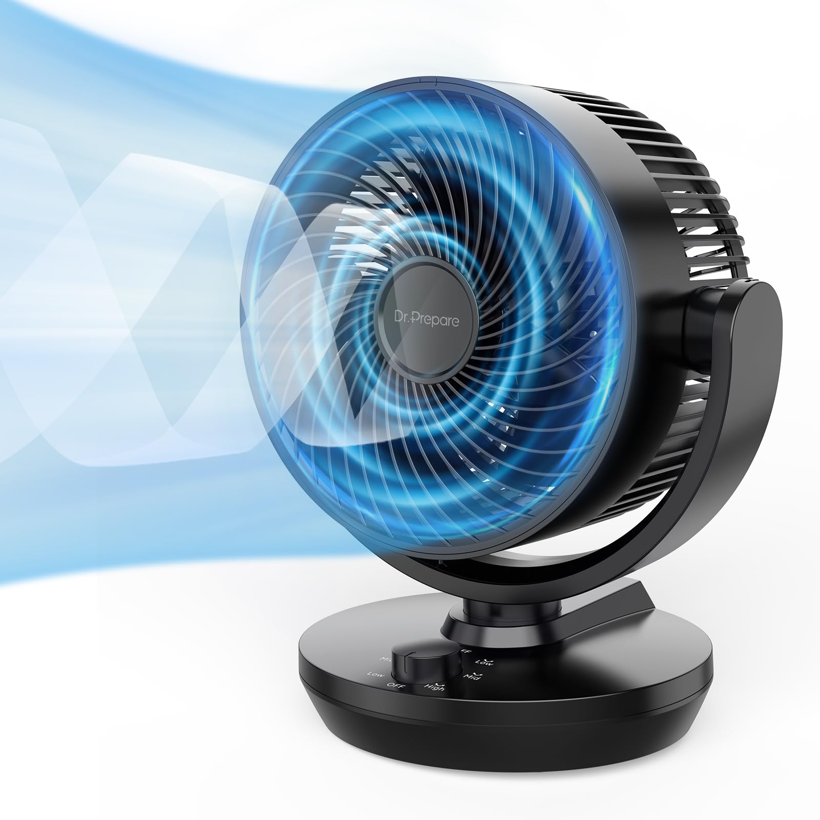 DR.PREPARE Tischventilator Leise Ventilator 28dB Umluftventilator 70° Oszillation mit 3 Geschwindigkeitsstufen Zirkulationsventilator,100° verstellbare Neigung Ventilator für Schlafzimmer Büro Küchen 8 Inch(upgrade) Angebot bei HelloDeals