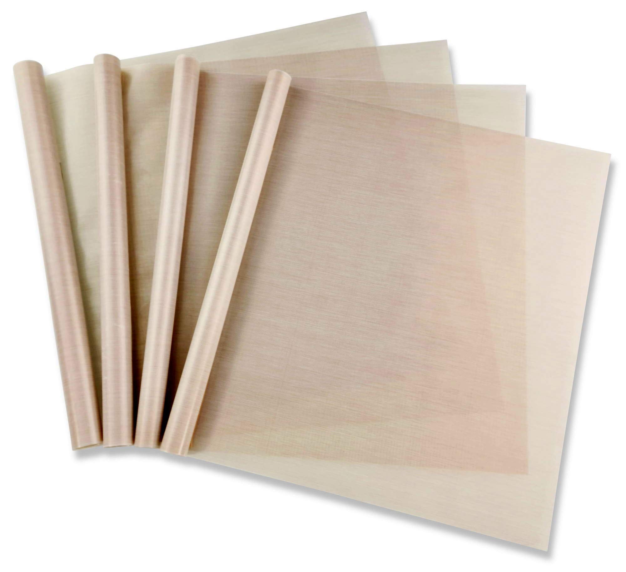 Dauerbackfolie 4er-Set braun Teflon (32 x 46cm) 260° wiederverwendbares Backpapier Backfolie hitzebeständig antihaftbeschichtet zuschneidbar Angebot bei HelloDeals