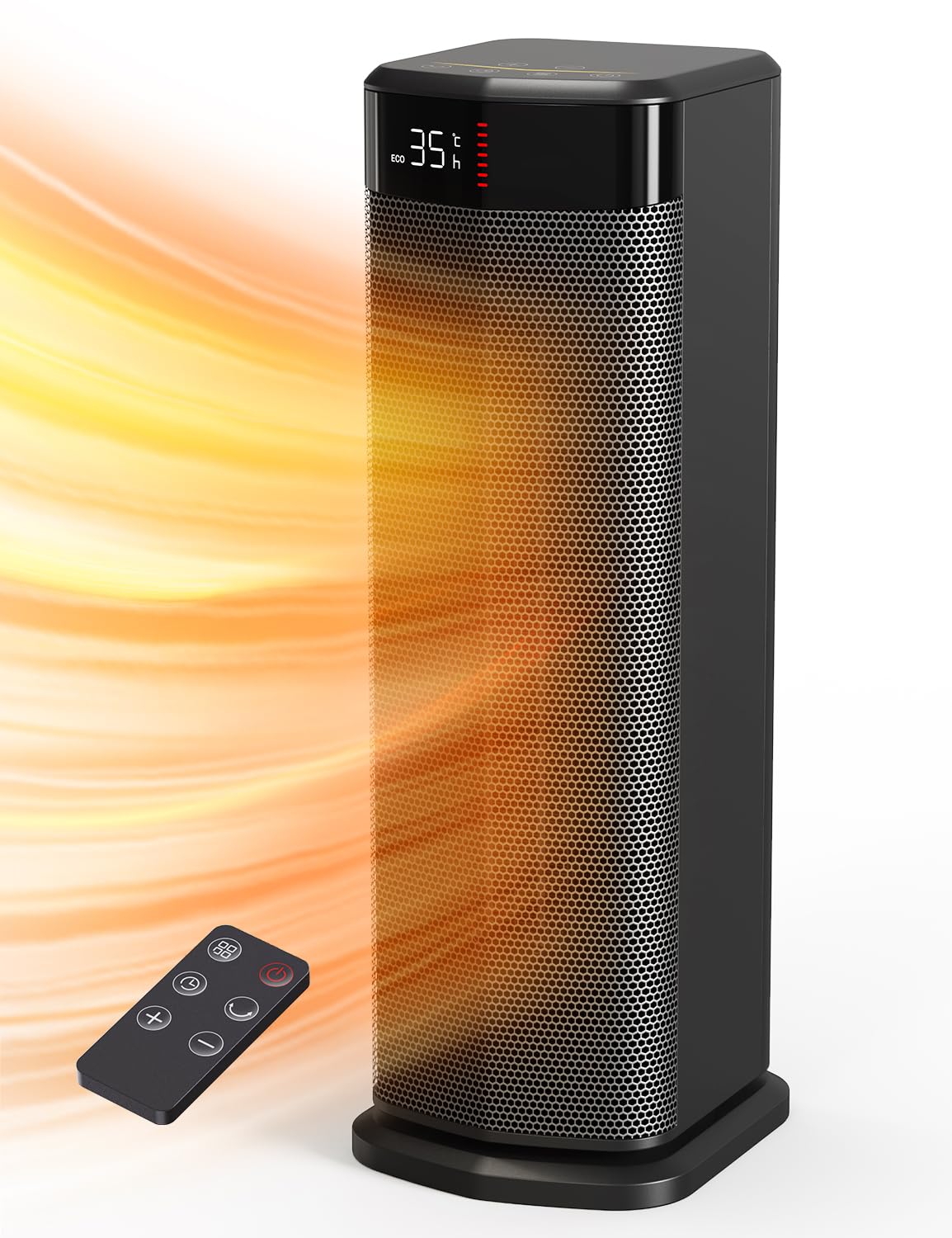 Heizlüfter, 2000W PTC Heizlüfter Energiesparend, 4 Modi, ECO-Modu, Thermostat, 90°-Oszillation, 24H Timer, Fernbedienung, Kipp- und Überhitzungsschutz für Innenräume Angebot bei HelloDeals