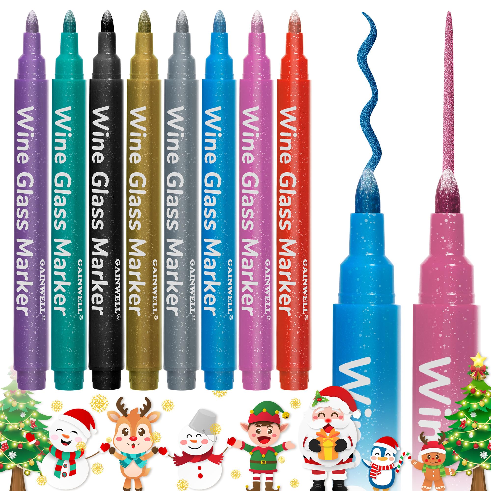 GAINWELL Glasstifte für Partys & Feiern - Weinglas Glasmarker mit abwaschbarer Tinte Dunkle Farbe Angebot bei HelloDeals