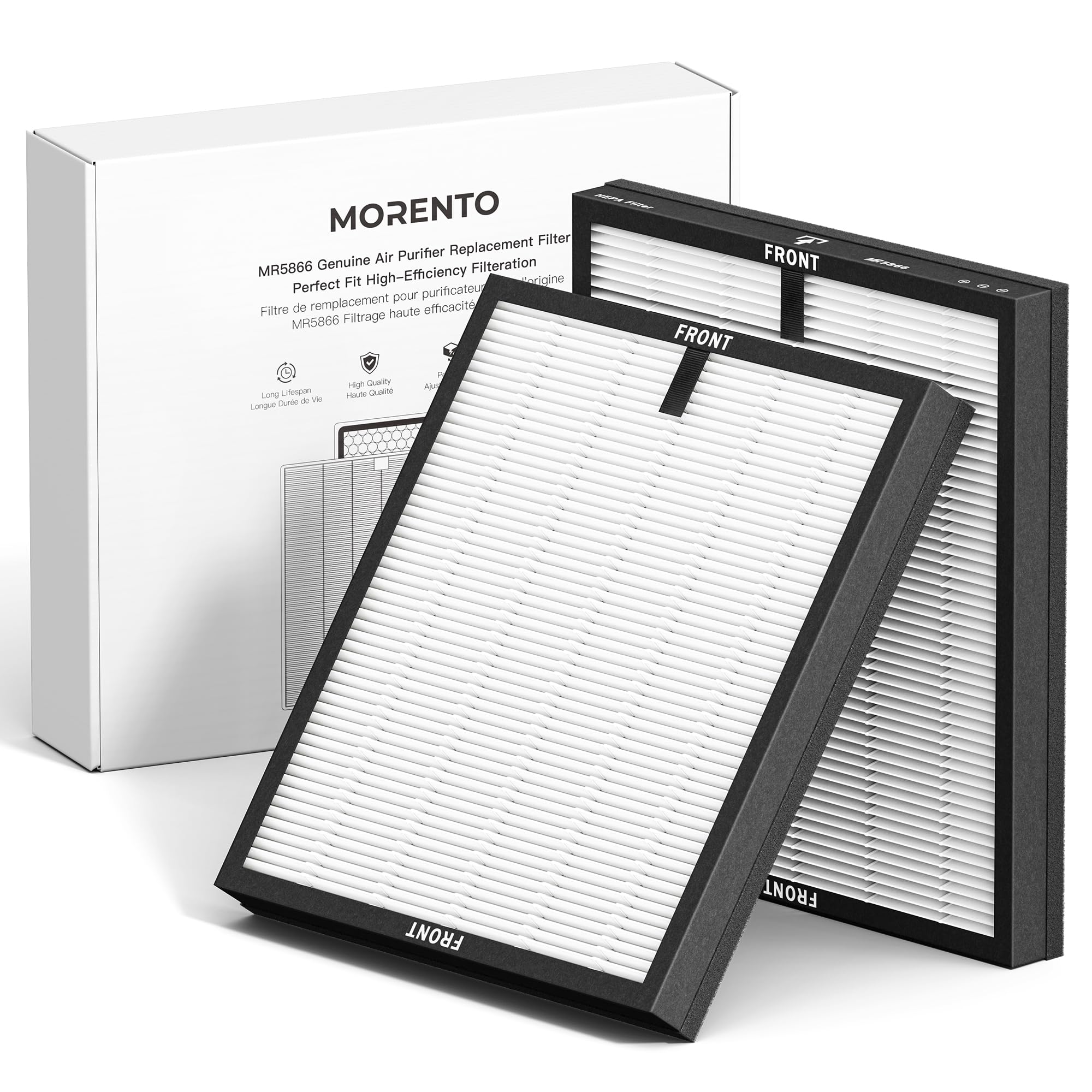 MORENTO Original Luftreiniger-Ersatzfilter, echter HEPA-Filter, kompatibel mit MR5866, für 99,97% der Luftschadstoffe, Geruch und Rauch, Originalversion, 2 Stück Angebot bei HelloDeals