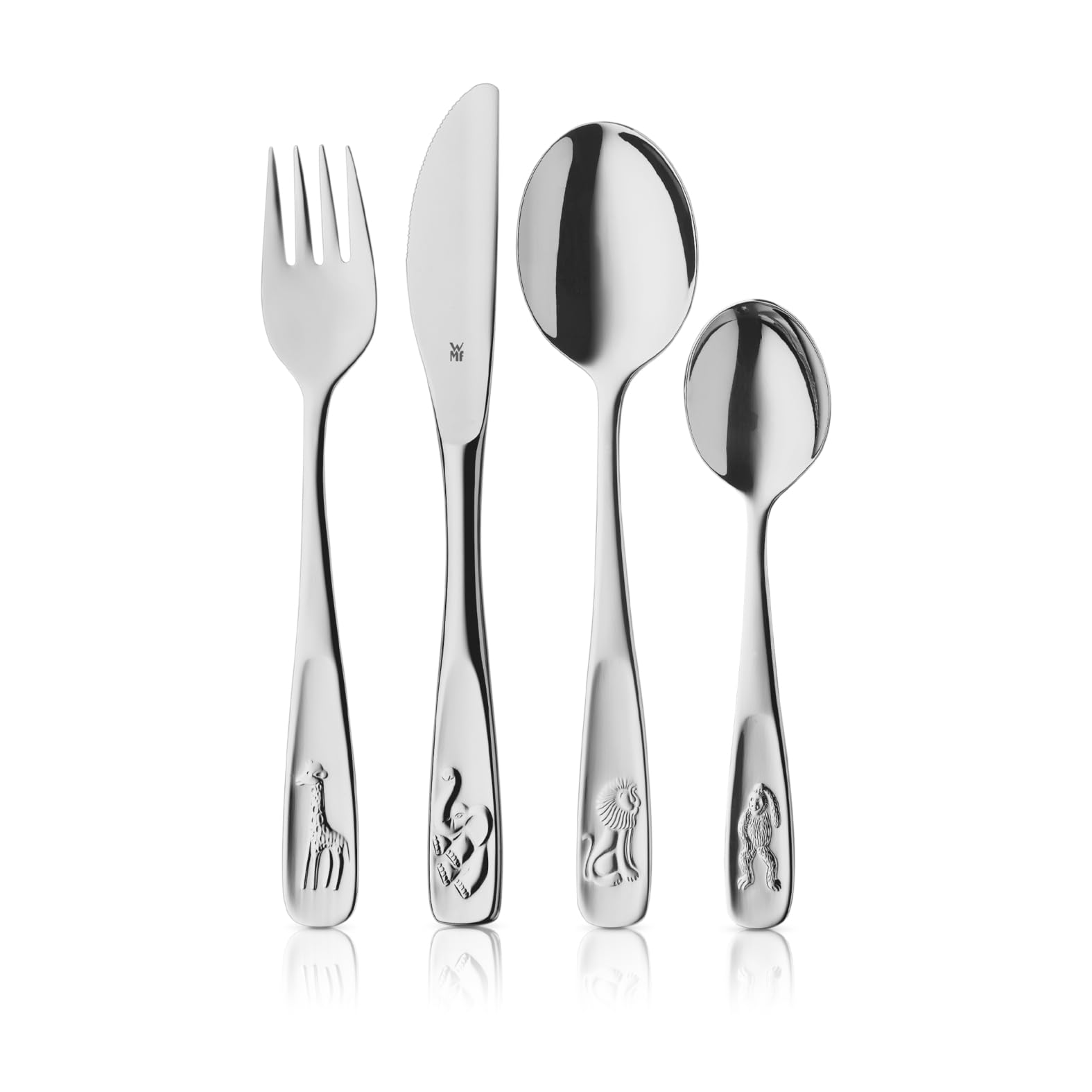 WMF Tiere Kinderbesteck Set Set 4-teilig, Kinderbesteck Edelstahl, Besteck Kinder ab 3 Jahre, Cromargan poliert, Universalverpackung Single Angebot bei HelloDeals