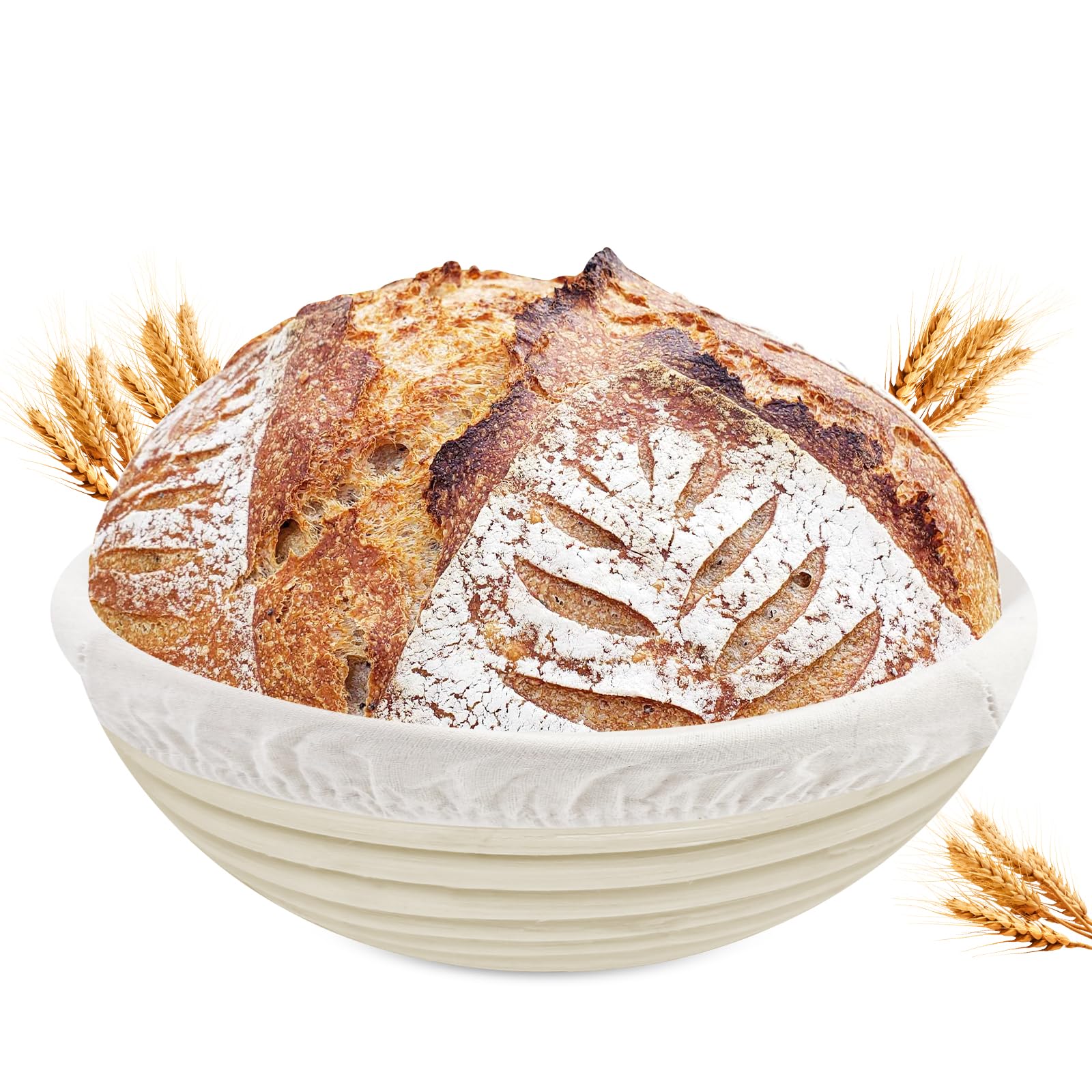 Gärkörbchen, Gärkorb, Rundes Gärkorb Zum Brotbacken-Set, Brotkorb Mit Waschbarem Leineneinsatz, Leicht Zu Reinigen Brot Backen Zubehör, für Professionelle und Häusliche Bäcker, Brotbacken Angebot bei HelloDeals