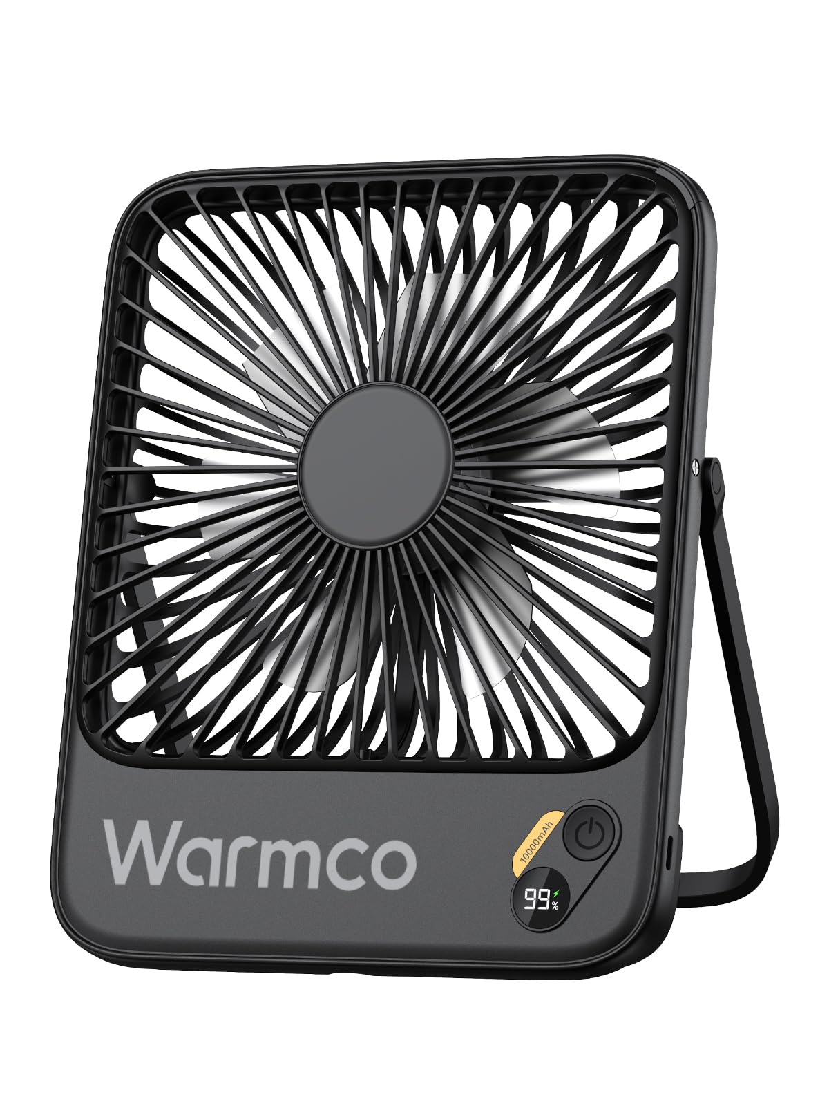 Warmco 10000mAh Tragbarer Ventilator, 21cm Personal Tischventilator Akku, Ultra-Leise & Superflach mit Digitalanzeige, 10-24H Std Laufzeit, Ideal für Büro, Reisen, Schlafzimmer, Camping Schwarz Angebot bei HelloDeals