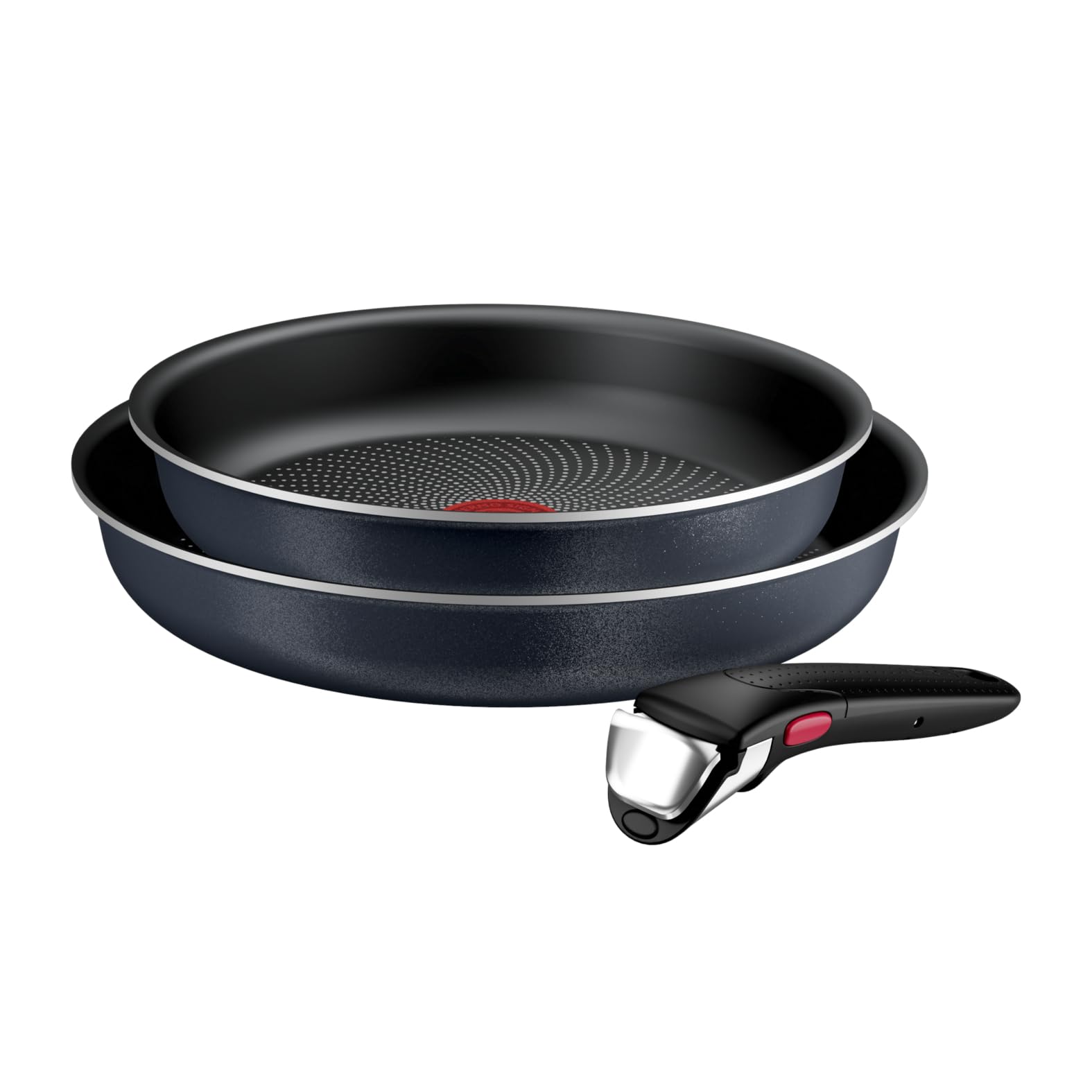 Tefal Ingenio Enjoy 3-teiliges Pfannenset abnehmbarer Griff, 24/28 cm, stapelbar, platzsparend, Pfannenset Induktion mit Antihaftversiegelung, einfache Handhabung und Reinigung, L72390 INGENIO ENJOY 3tlg. Set (Pfannen 24/28cm + 1 Griff) Angebot bei HelloDeals