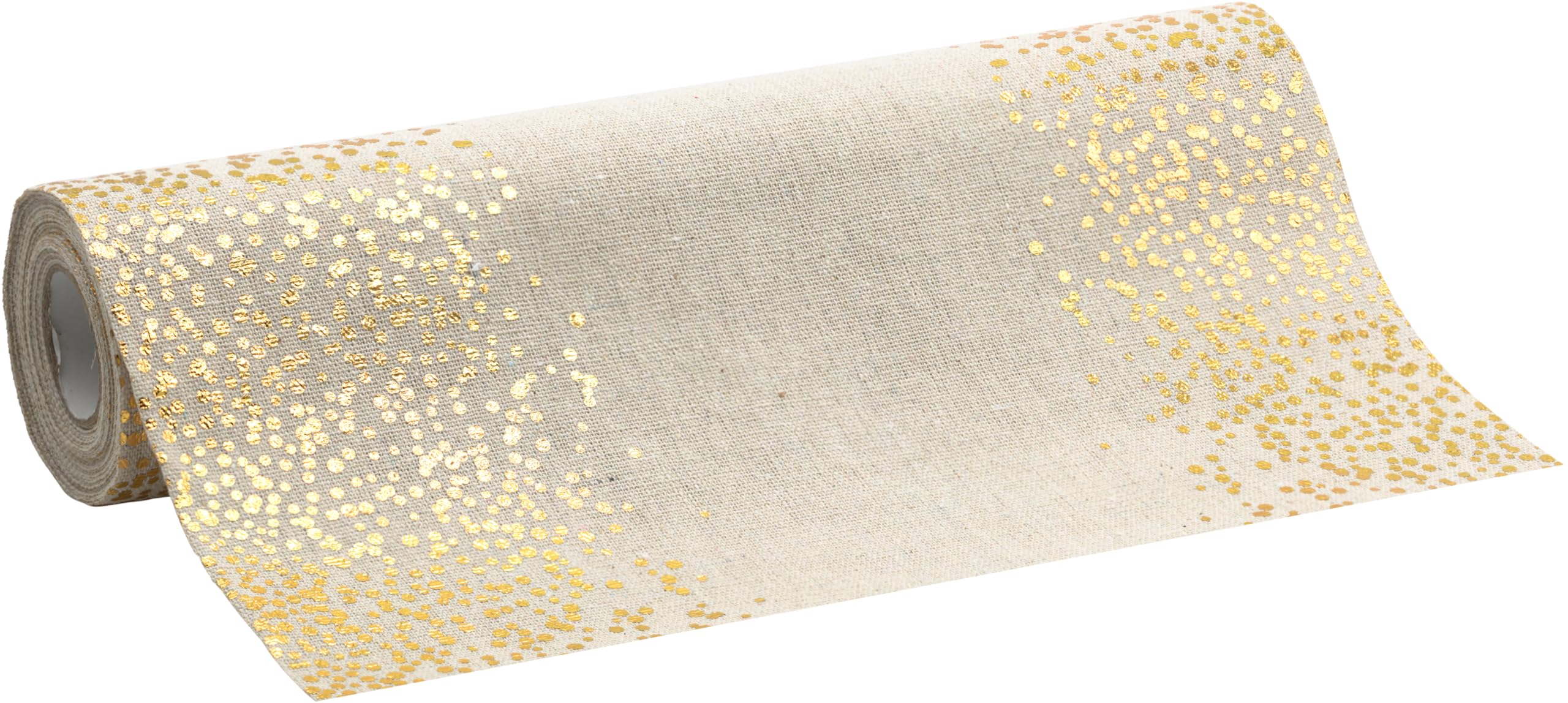 100%Mosel Tischläufer Leinenoptik Natur, Punkte in Gold, (28 cm x 5 m), Tischband, edle Tischdeko für Weihnachten & Adventszeit, Festliche Dekoration zu besonderen Anlässen Punkte Natur/Gold Angebot bei HelloDeals